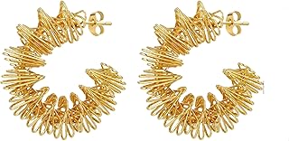 مجوهرات ذهبية متعددة الاستخدامات - أقراط حلقية مفتوحة جميلة من النحاس، مصنوعة بتصميم أنيق، مثالية لتقديمها كهدية أو تعزيز الملابس في حفلات الزفاف أو الاحتفالات أو مناسبات العمل.