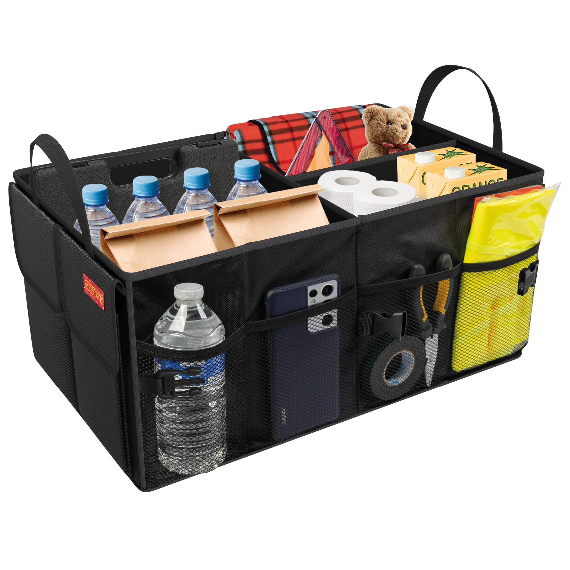 GADLANE Organizer do bagażnika samochodowego składany organizer bagażnika, torba na zakupy, uchwyt na narzędzia - czarny - 50 cm x 38 cm x 26 cm