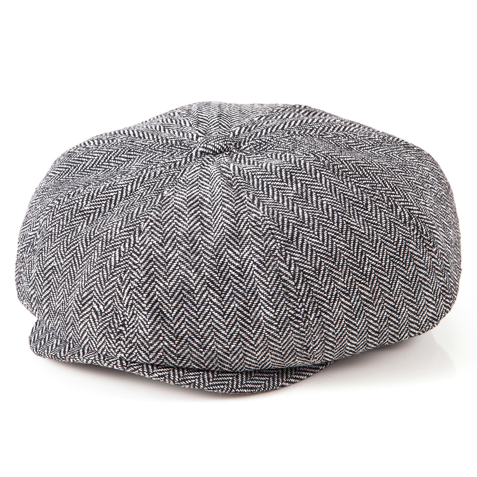 LADYBRO 8-Panel Herren Newsboy-Mütze - Fischgrätenmuster Tweed-Wollmischung Hüte Schirmmütze Scally Ivy Cap Vintage Alltag Freizeit
