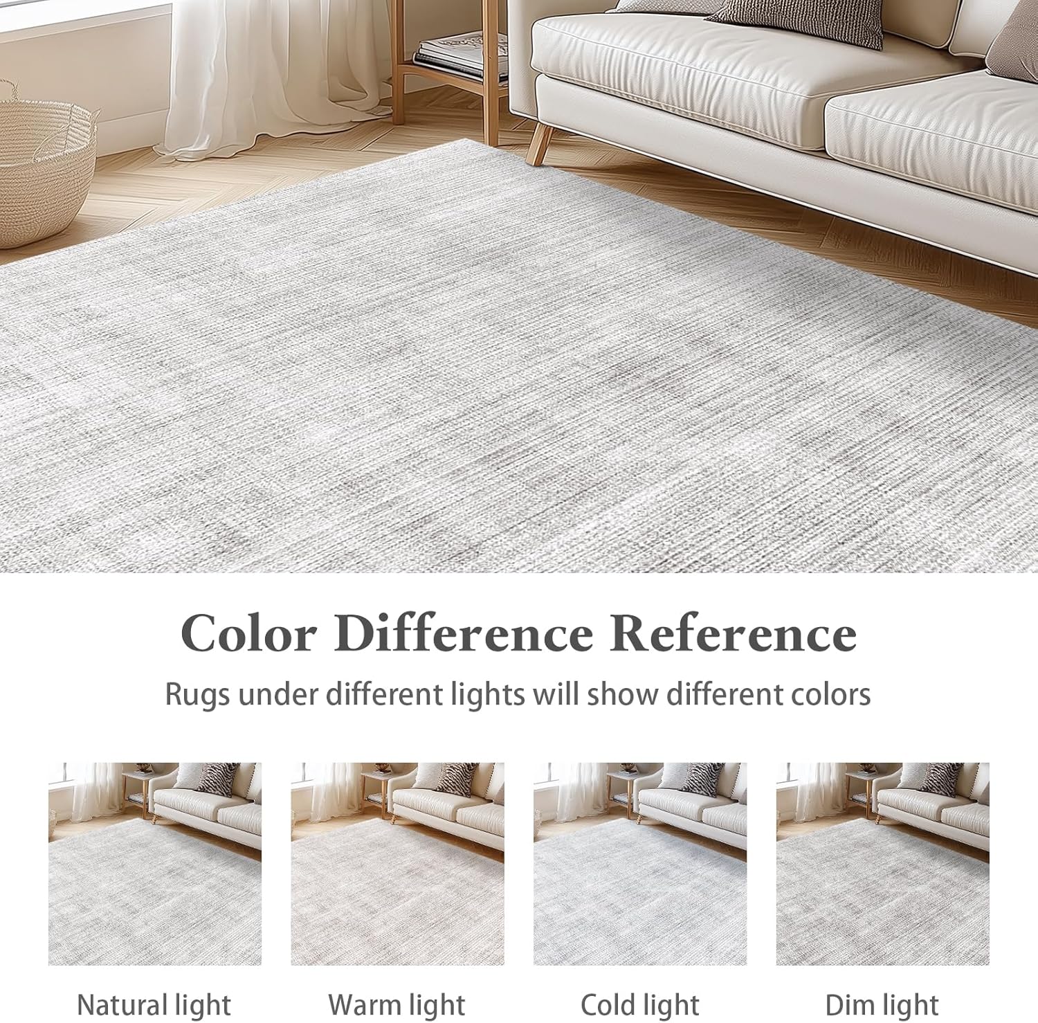 Area Rugs 5x7, Soft Machine Washable Rugs for Living Room Non Silp Vintage Rug Black Carpet for Living Room Dinning Room Farmhouse Bedroom Rug Under Bed Floor | Light Grey