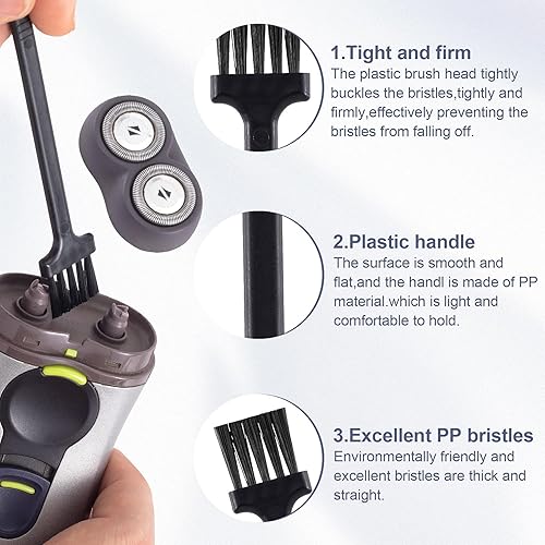 Miniatura 4 de HINZIC 24 piezas de cepillo de limpieza de afeitadora eléctrica cepillo de limpieza de doble cara recortadora de afeitadora limpiador de cepillo