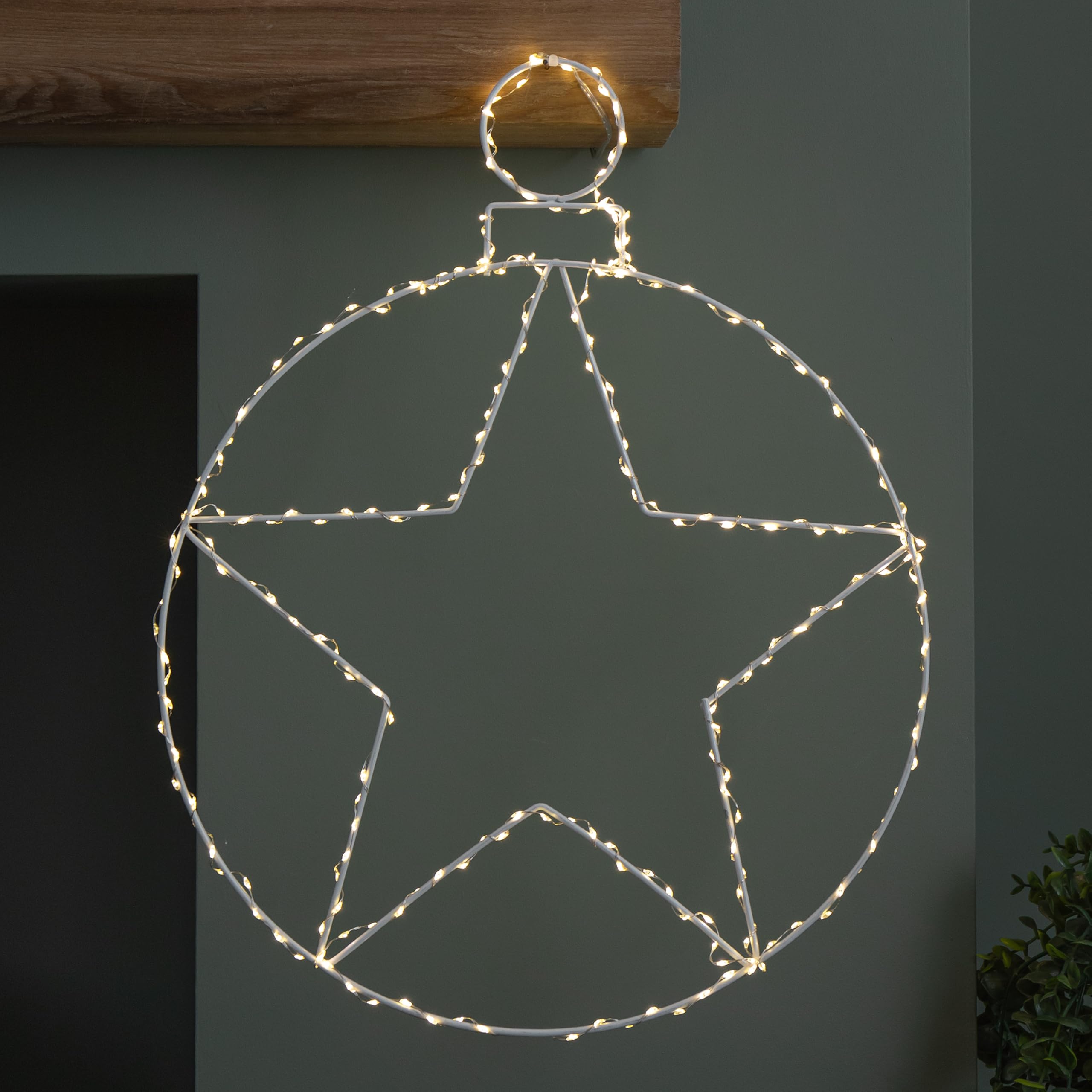 Samuel Alexander White 48Cm Light Up Hanging Christmas Star Bauble With 236 Warm Leds