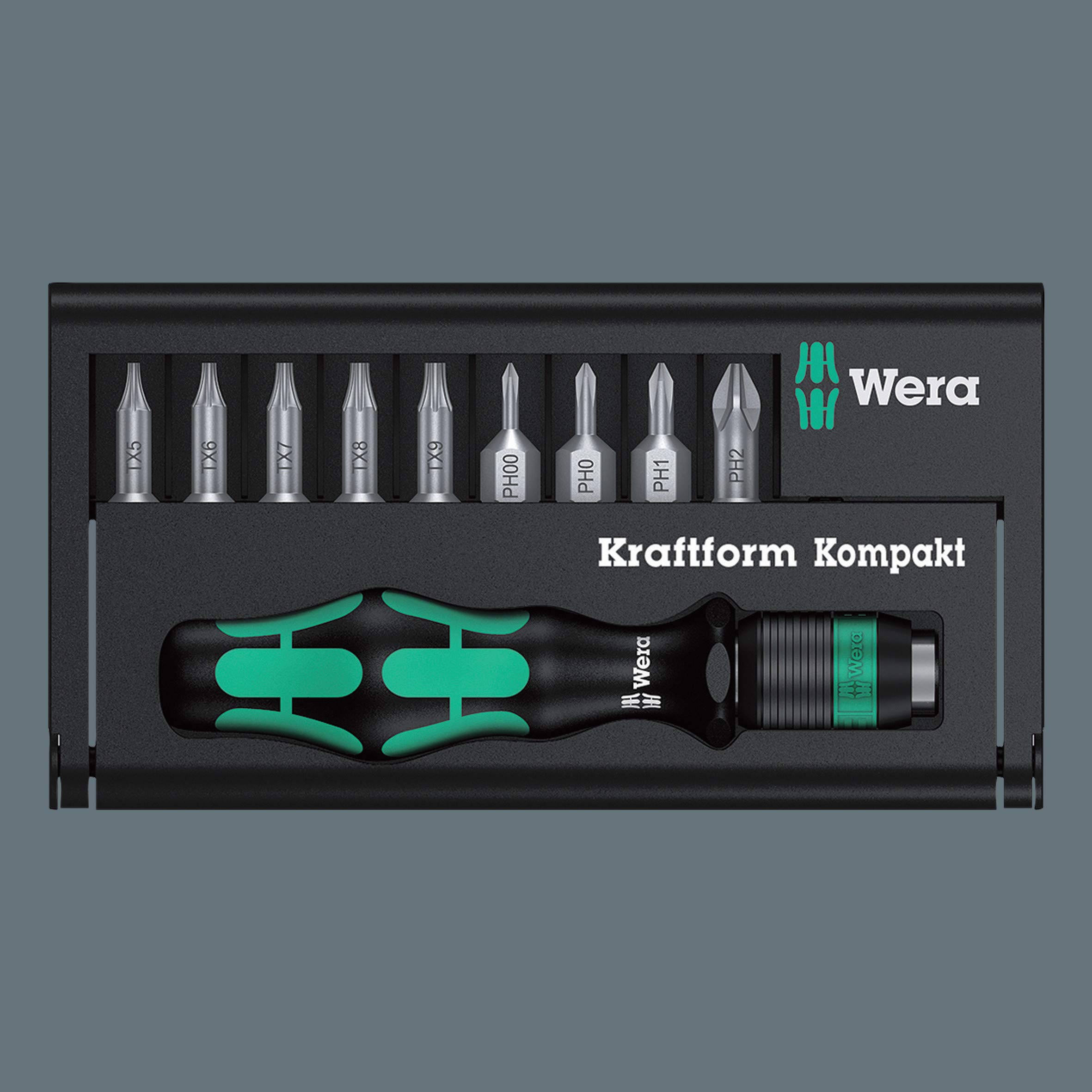 Wera 05135942001 Kraftform Kompakt 12, 10 pièces, Noir/vert
