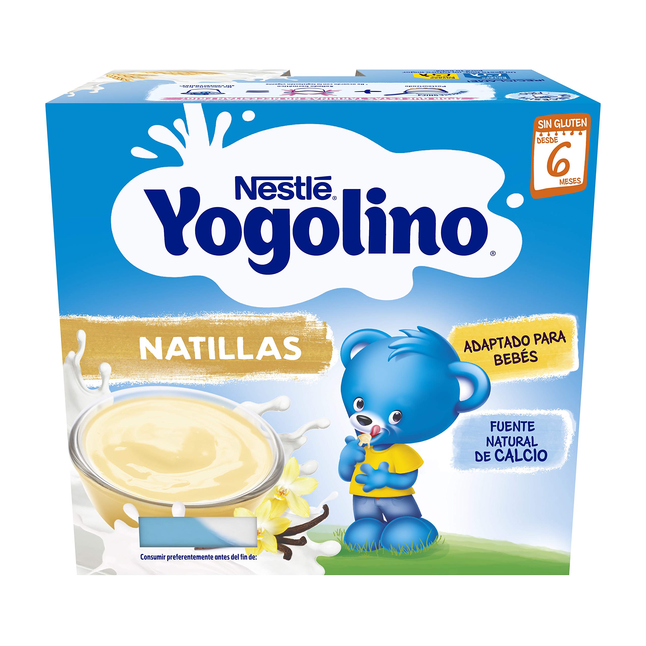 YOGOLINO NESTLÉ natillas sabor vainilla sin azúcar añadido, desde 6 meses, Pack de 6 (4x100g), Fórmula mejorada — view 3