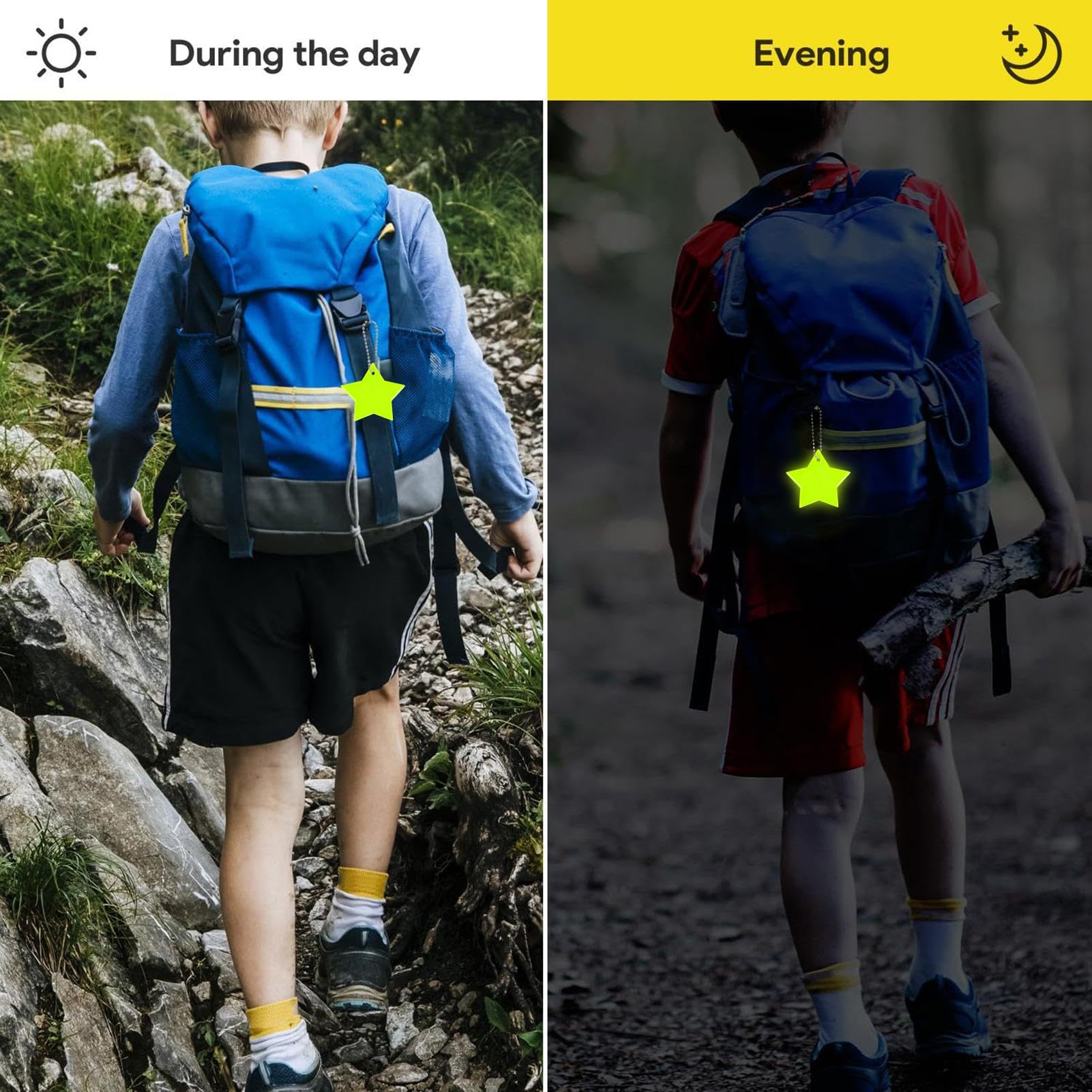 24 Ciondoli Riflettenti A Stella - Portachiavi Per Visibilit&agrave; Notturna | 12 Colori, Per Bambini E Adulti