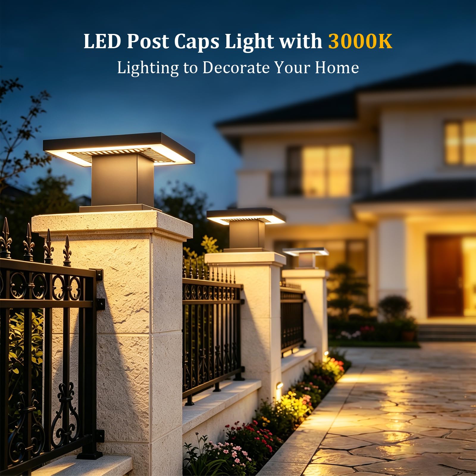 Lanterne esterne moderne LED 3000 K con coperchi, colonne, impermeabili, con involucro per esterni, illuminazione pali, vialetti, recinzioni, terrazze, porte, cassette postali, pilastri