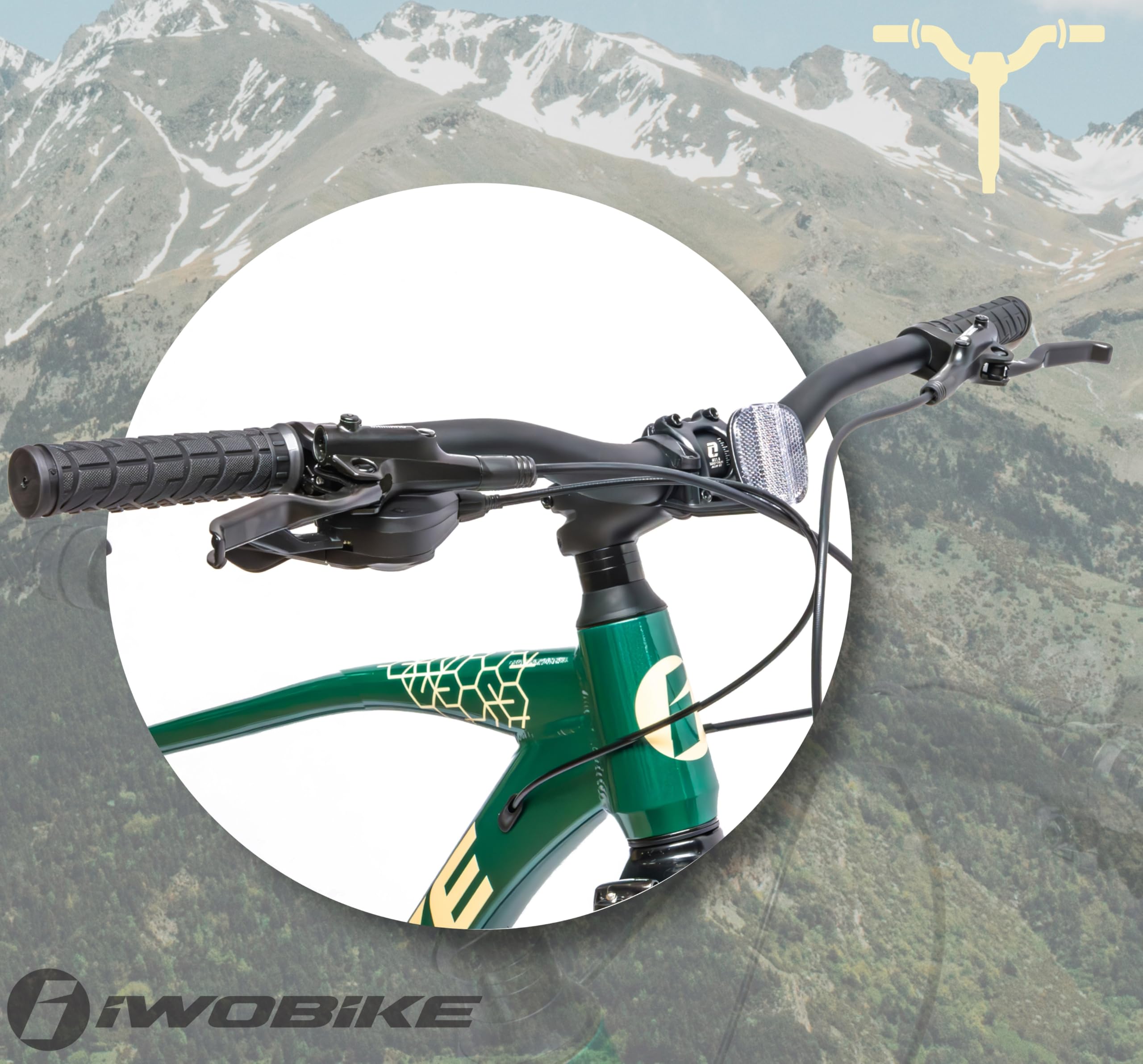 Rower Górski MTB, 29 Cali, Zielony Połysk z Żółtymi Akcentami | Rower Górski MTB, 29 Cali, Zielony Połysk z Żółtymi Akcentami, Męski, 11-Biegowy, Aluminiowa Rama 19", Amortyzacja SR amortyz