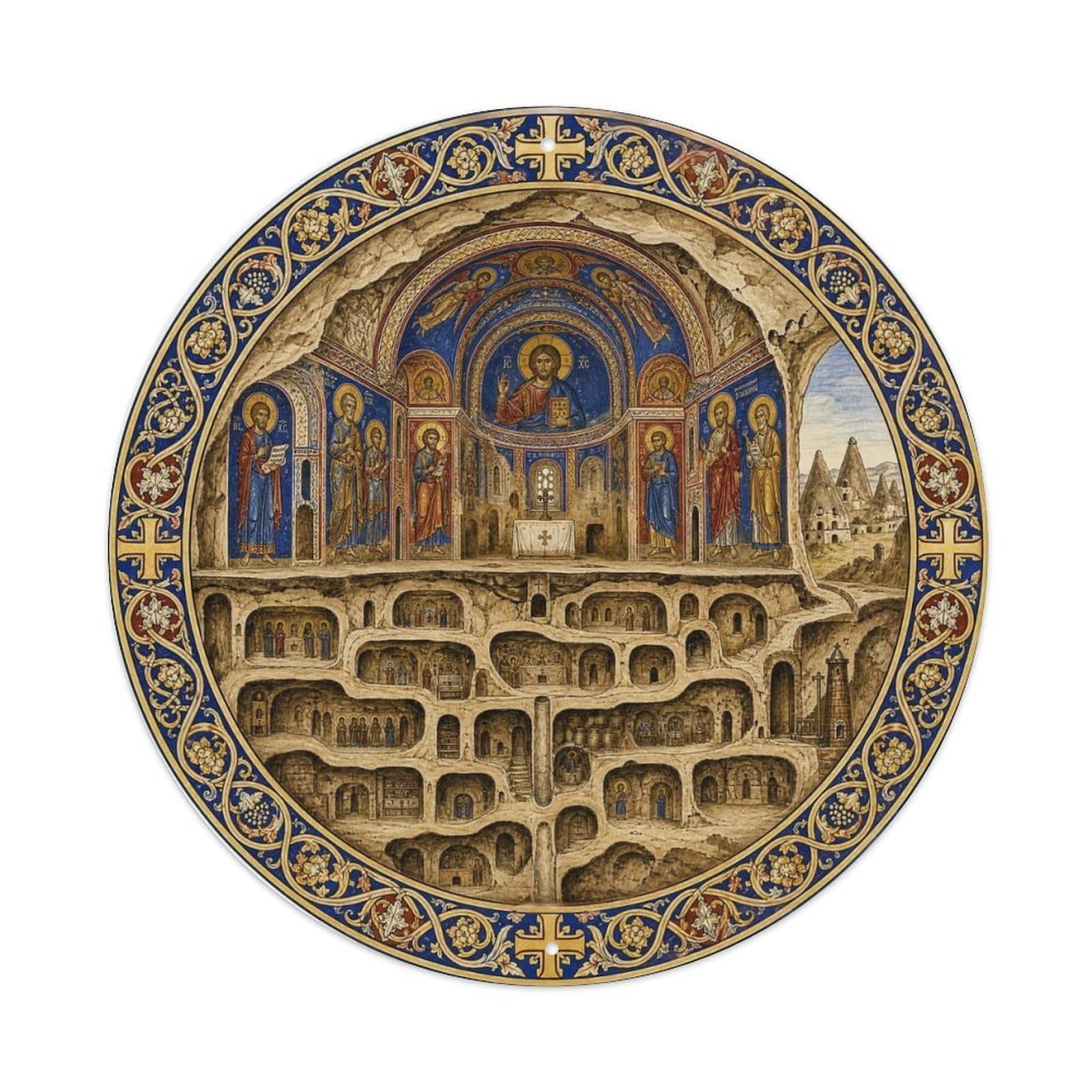 Medieval Manuscript Cappadocia Churches Turkey Graphic Metal Tin Sign