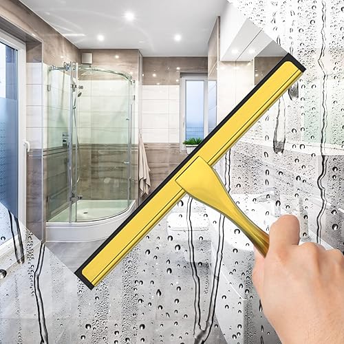 Miniatura 24 de Escobilla de ducha multiusos de acero inoxidable para puerta de vidrio de ducha con 2 ganchos adhesivos, herramienta de limpieza de baño, limpiador