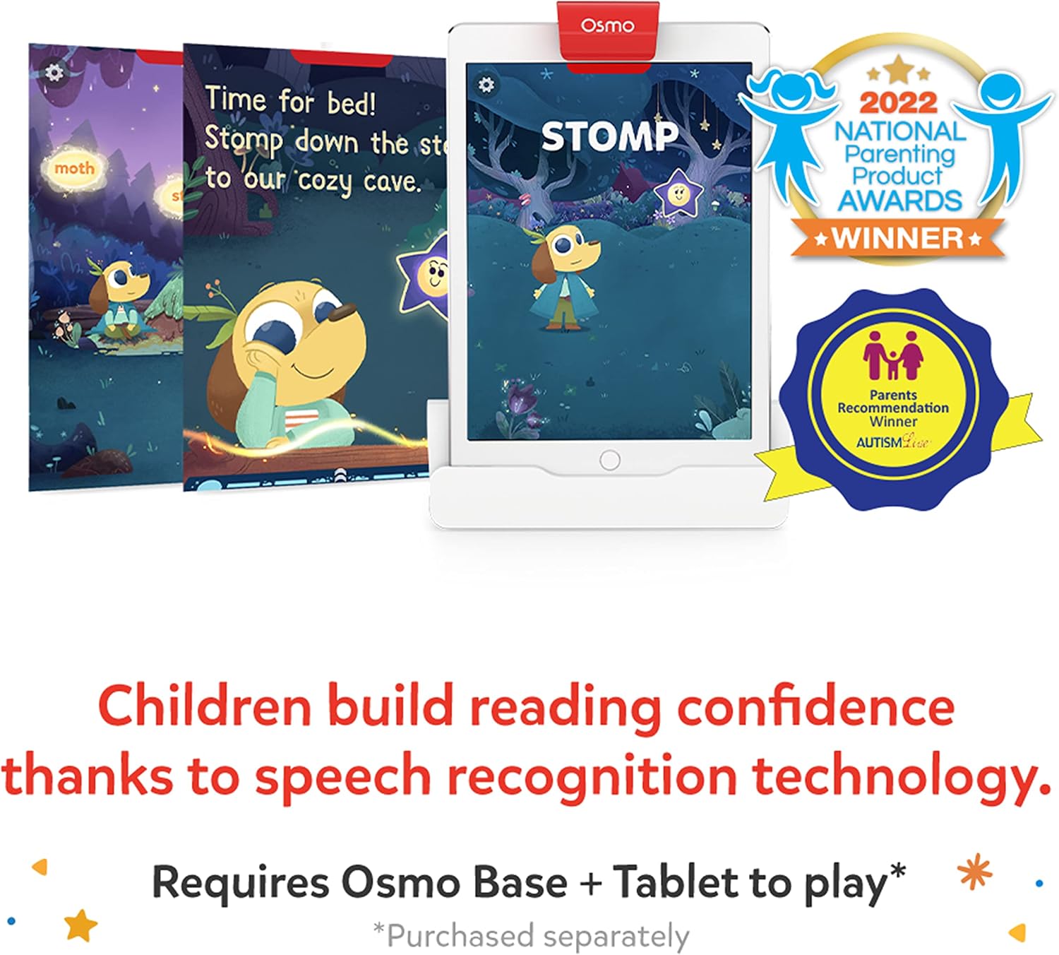 Osmo - Reading Adventure - Advanced Reader for iPad + Access to 4 More Books - Ages 5-7 - Builds Reading Proficiency, Phonics, Fluency, Comprehension & Sight Words iPad Base Required US ONLY