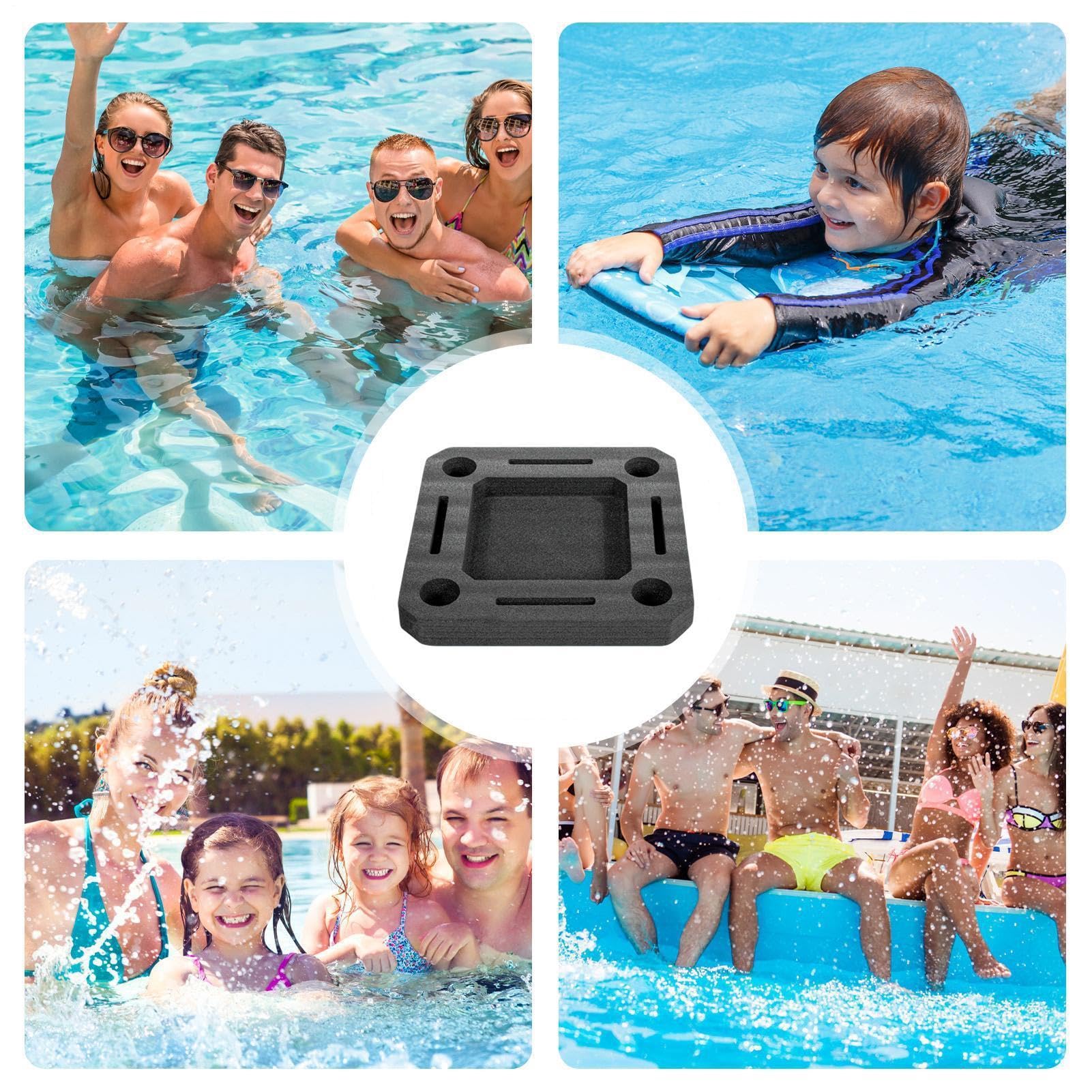 Pool Tablett Schwimmend 50x50cm – Tragbare Servierplatte mit Fächern | Getränkehalter für , See, Strands & Gartenparty, Leichte Ablage für Snacks & Getränke, Perfekt für Sommer, Camping