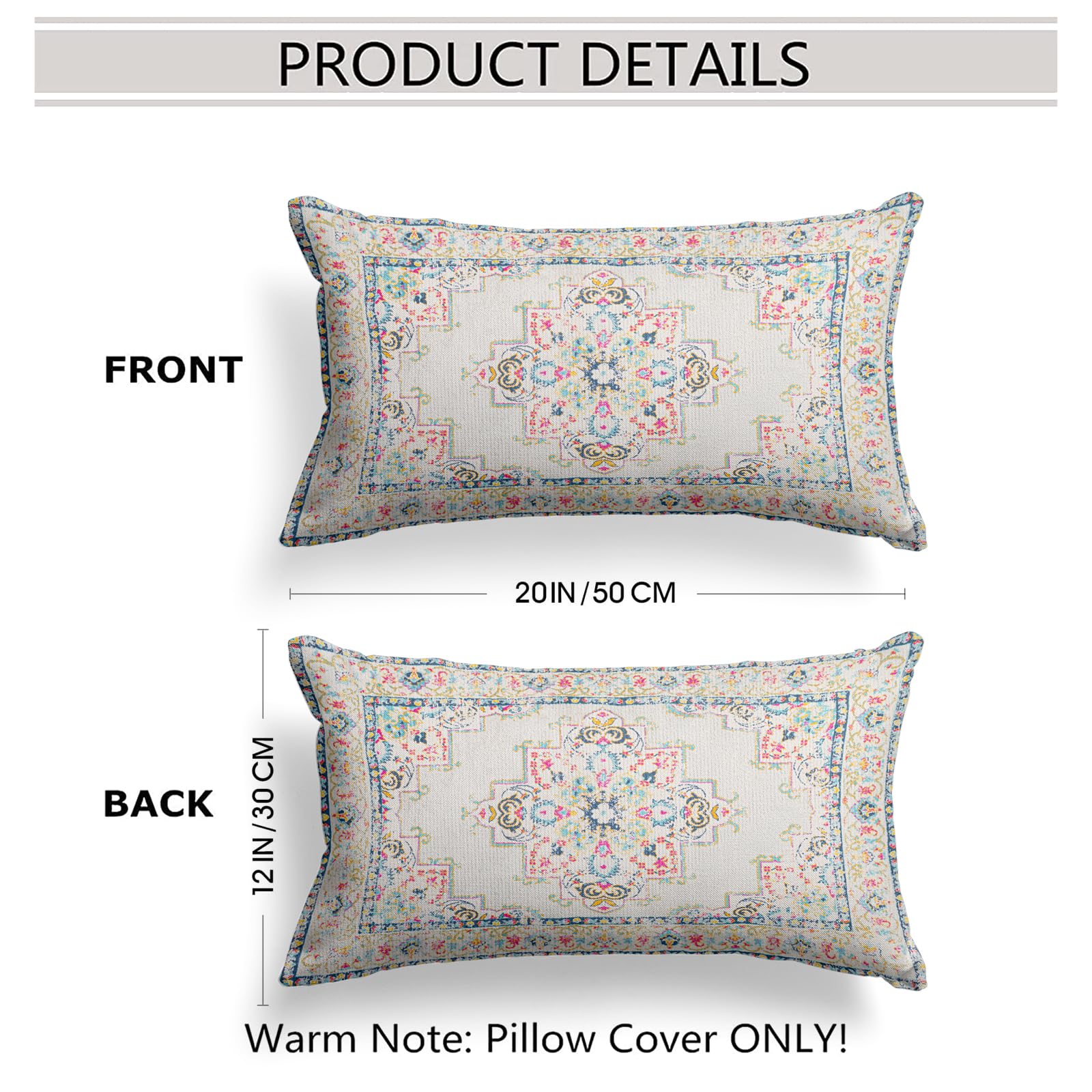 Snylcce Boho Throw Pillow Covers Set of 2, Light Pink Antique & Vintage Design - Image 2