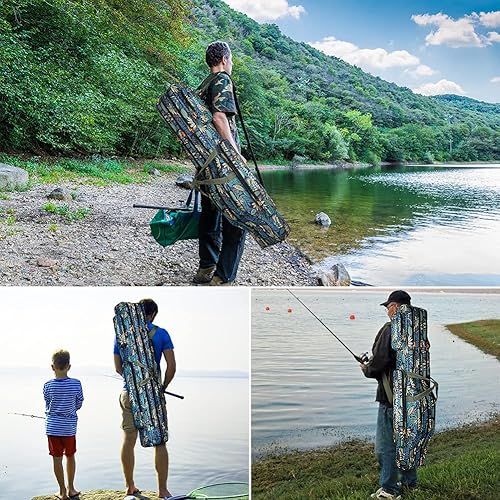 Miniatura 6 de BicycleStore - Funda plegable para caña de pescar, tres capas de almacenamiento para caña de pescar, bolsas de almacenamiento portátiles, carrete,