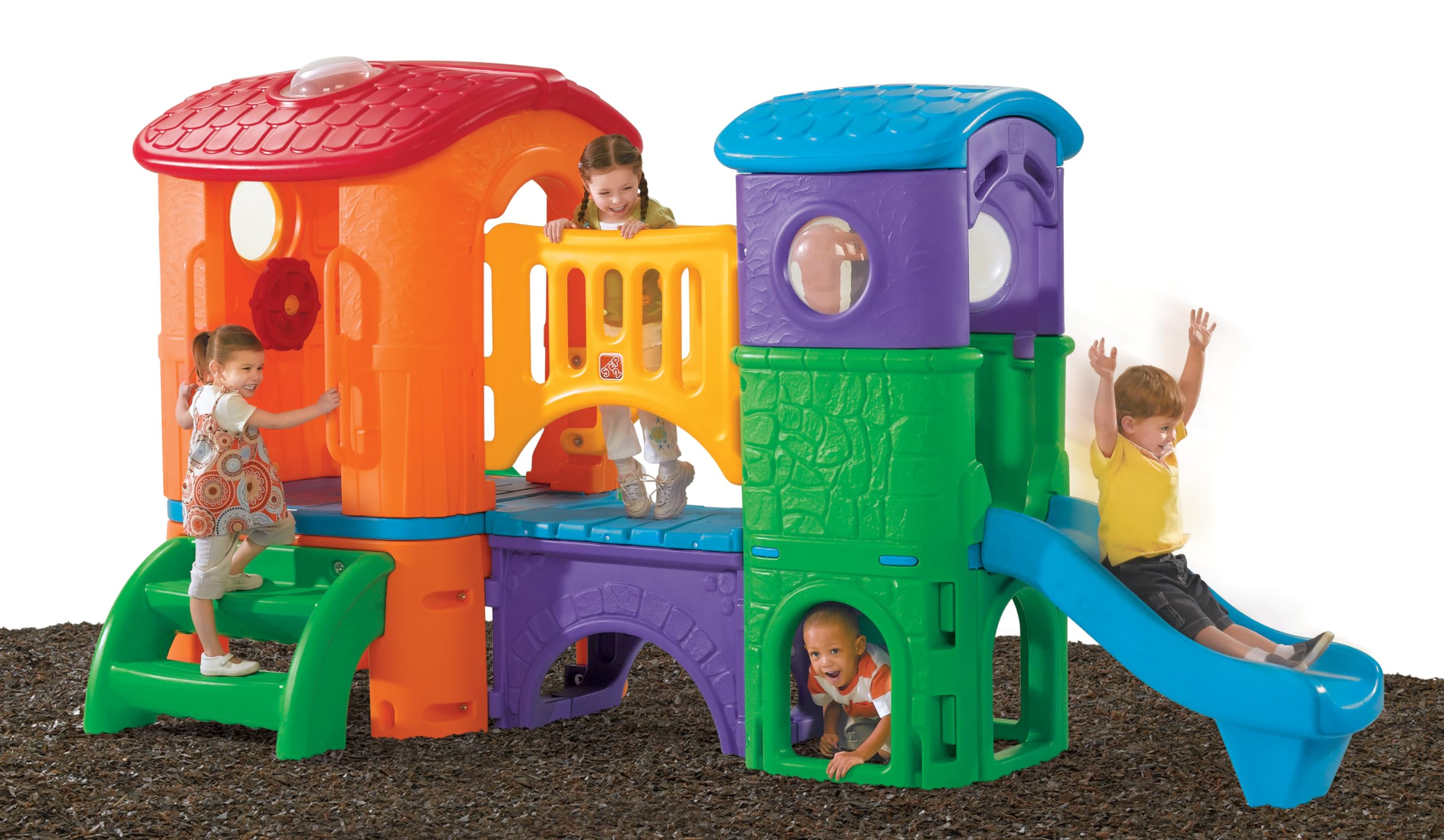 Step2 Clubhouse Climber Parco giochi con 2 scivoli | Torre di gioco per bambini XXL/casa di gioco per bambini in plastica