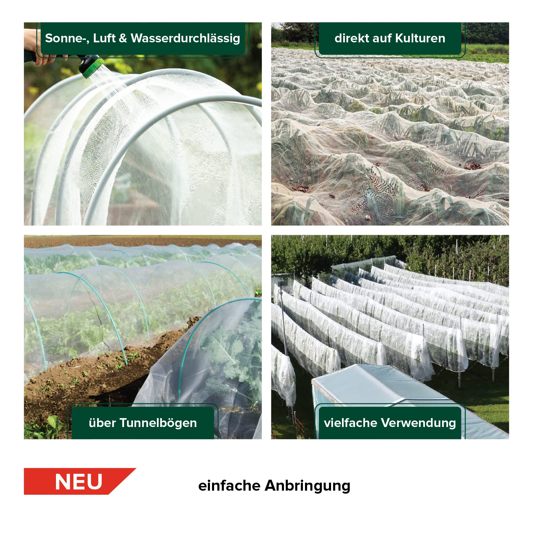 Insektenschutznetz, 6 x 10 m, gegen Kohlfliegen, Kirschessigfliege, Insekten & Schädlinge, Maschenweite 0,8 x 0,8 mm