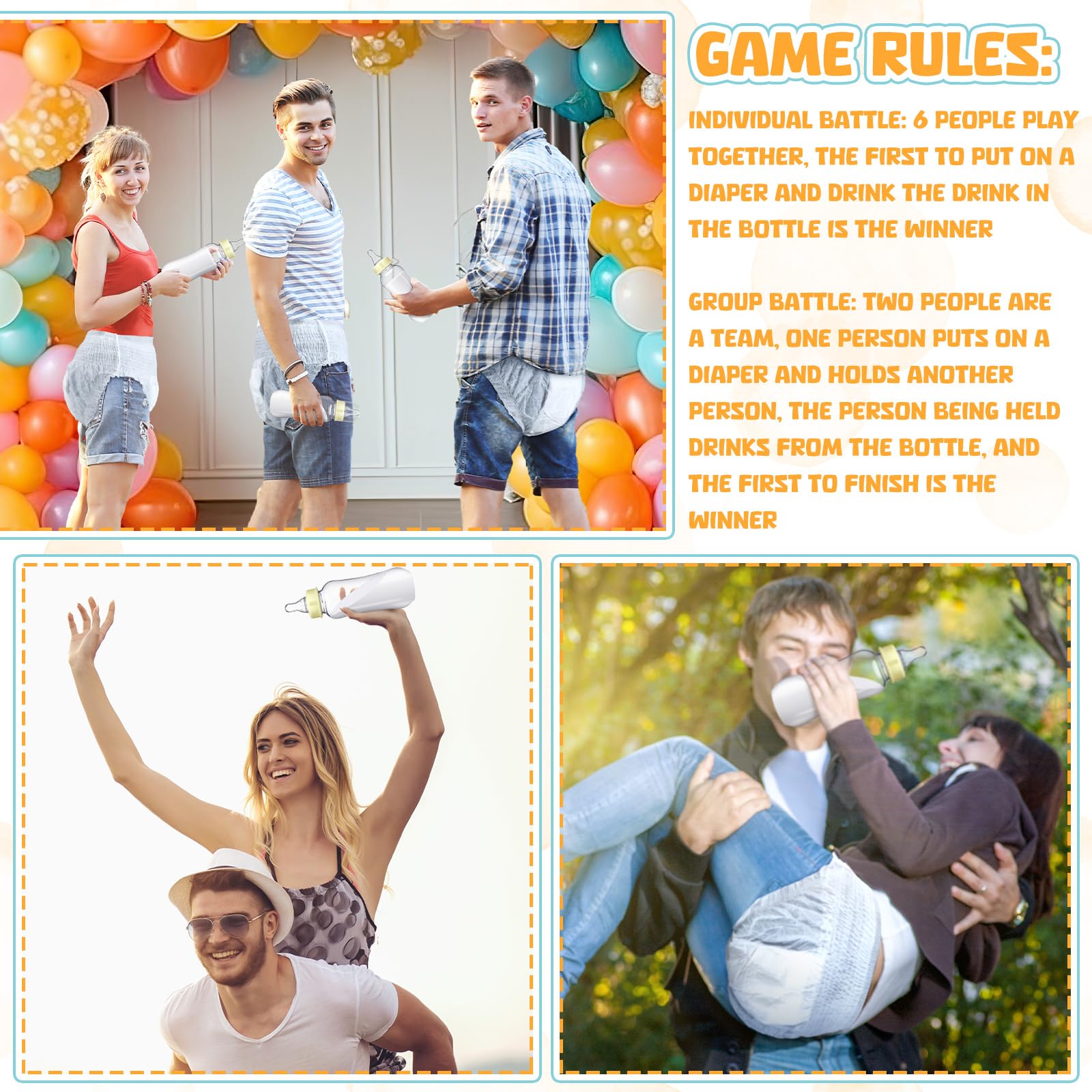 Hushee Set di 12 biberon per baby shower, in plastica, usa e getta, per rivelare il genere, per cambiare il pannolino, decorazione per giochi di gara (rosa)