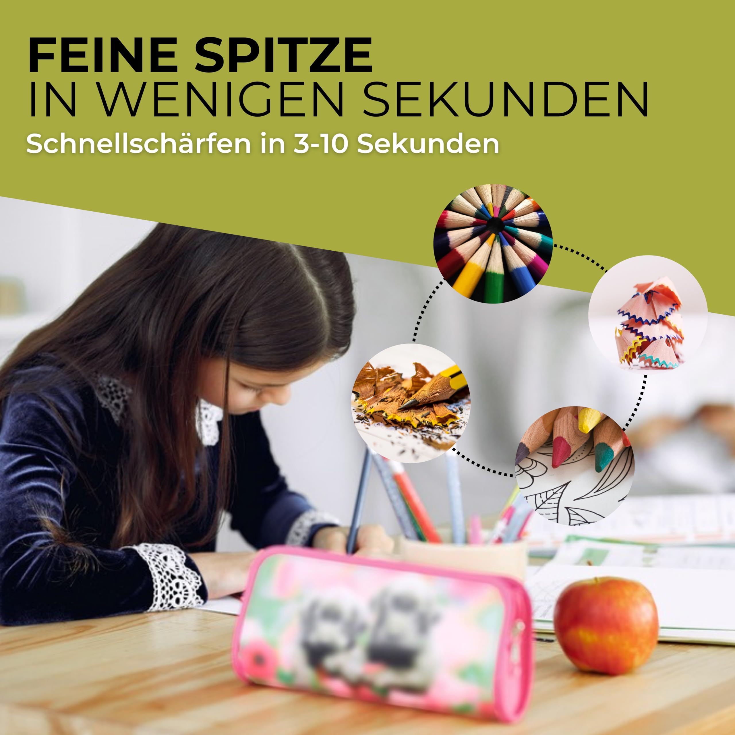 Elektrischer Bleistiftspitzer Akku USB Anspitzer automatisch Schule, Büro