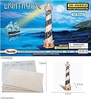 Vista 2 de Puzzled Light House 3D Jigsaw Woodcraft Kit Rompecabezas de madera