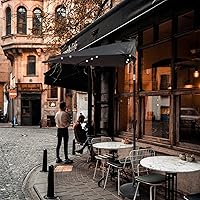 Vista 7 de FLAME&SHADE 9 ft Half Round Solar Powered Outdoor Market Patio Table Umbrella for Wall Balcony with LED Lights and Tilt