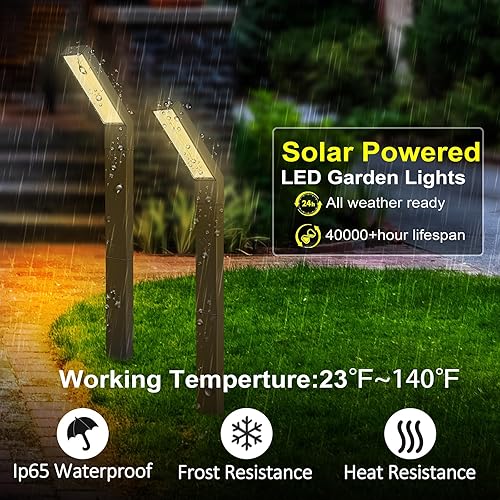 Miniatura 5 de MOLEBIT Luces solares para caminos al aire libre, IP65, impermeables, para decoración de jardín, pasarela, patio, entrada (paquete de 2)