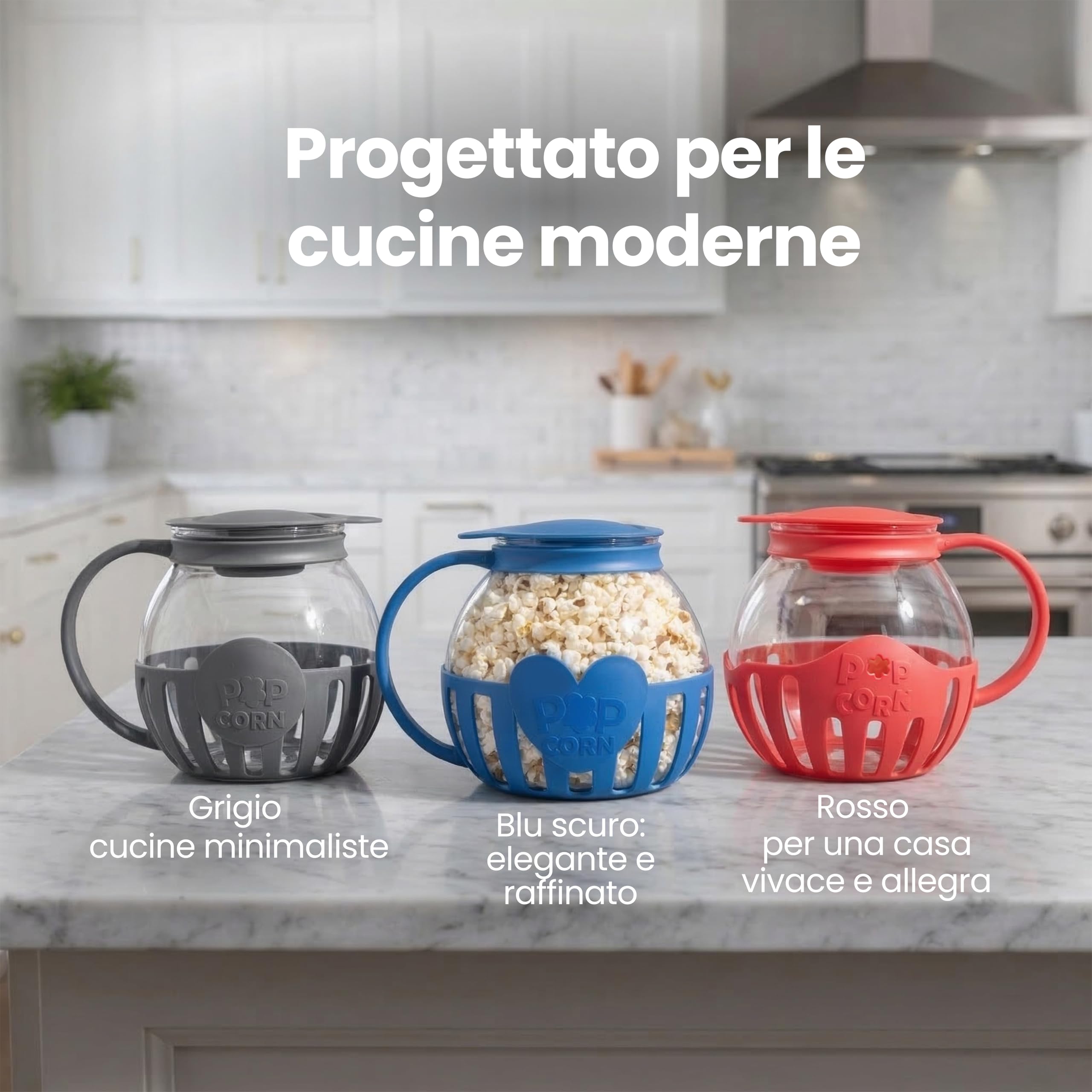 Netrox - Popcorn Maker per Microonde Senza Olio 3L – Ciotola in Vetro, BPA Free, Lavastoviglie – Popcornmaschina Fettfreie, Snack Healthy per Serata Cinema Famiglia, Idea Regalo