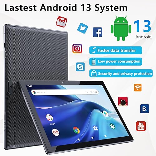 Tableta Android de 10 pulgadas 2 en 1 con funda para teclado, lápiz capacitivo, 12 GB de RAM 128 GB ROM 1 TB expandir, PC de CPU de cuatro núcleos