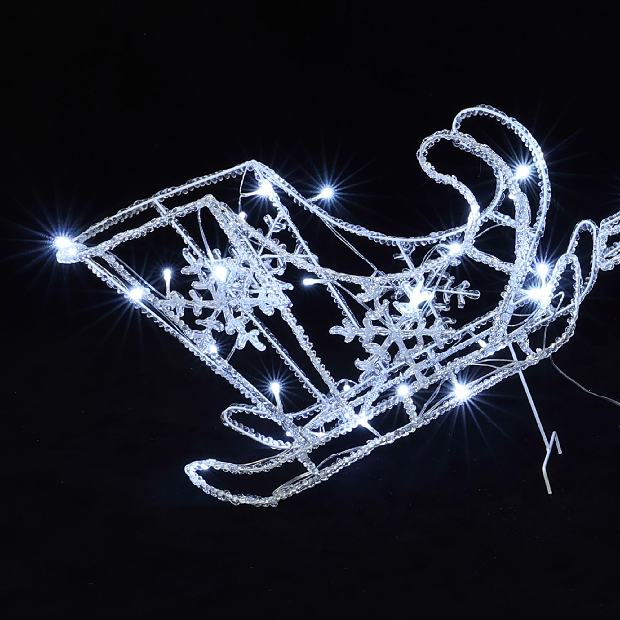 Hometopia LED 2 Rentiere mit Schlitten mit 250 LEDs 55 cm – Leuchtende Weihnachtsdekoration für Innen und Außen