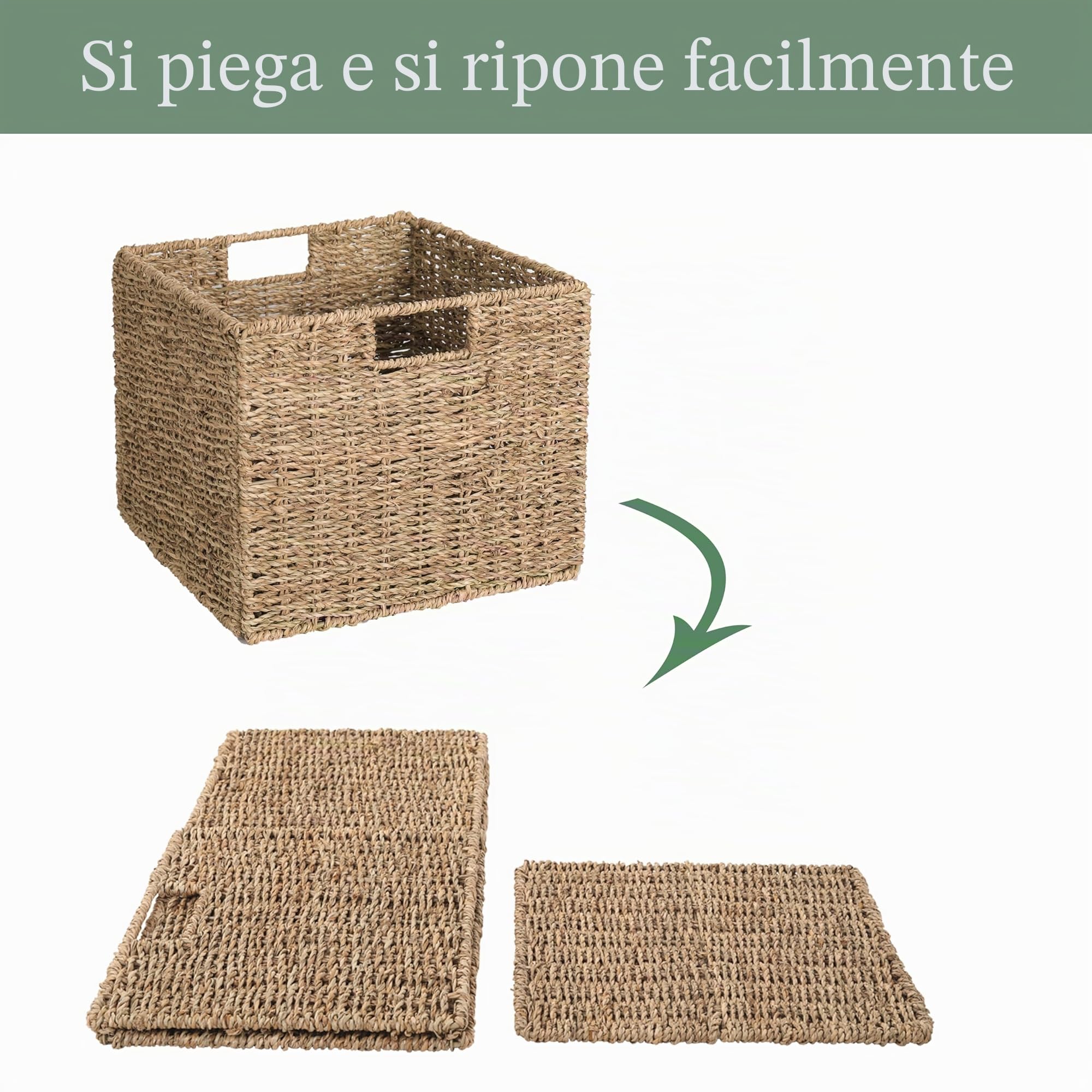 Kallax Expedit - Set di 2 scaffali intrecciati, 30 x 30 x 25 cm, cestino pieghevole in vimini