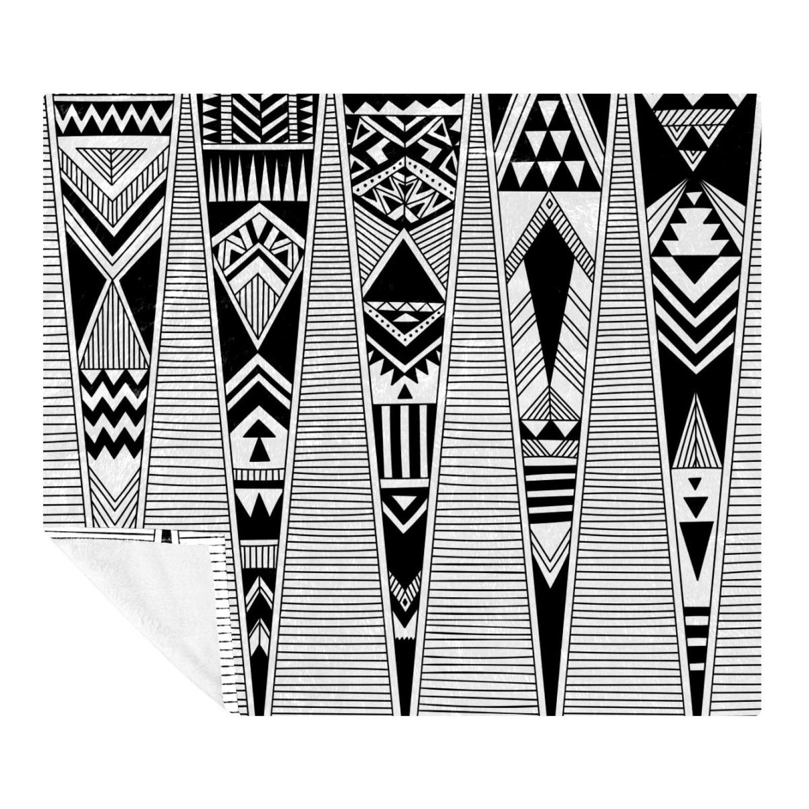 Couverture polaire microfibre 150x130cm noire et blanche
