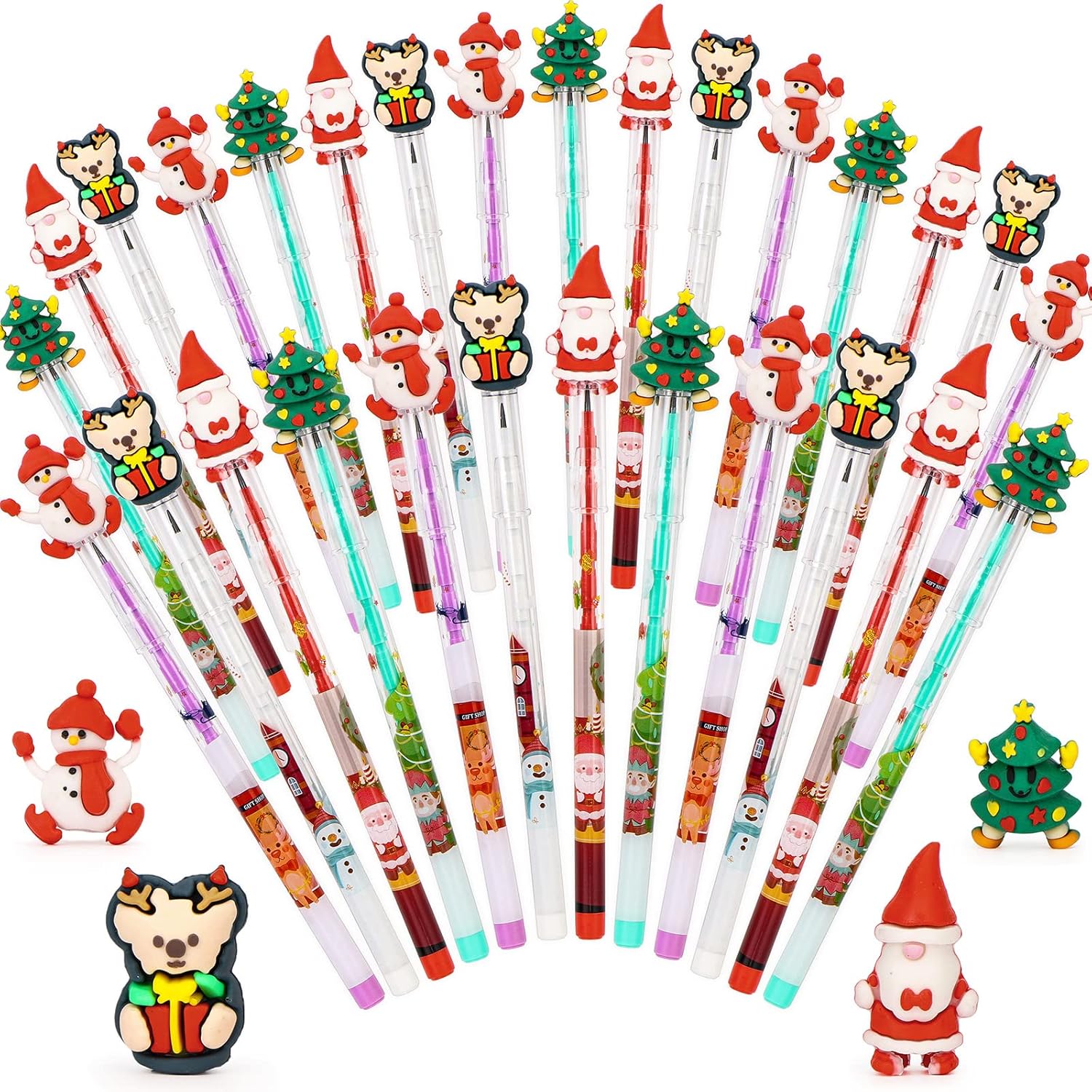 Darlion 28Pcs New Christmas Pencils Xmas Multi Point