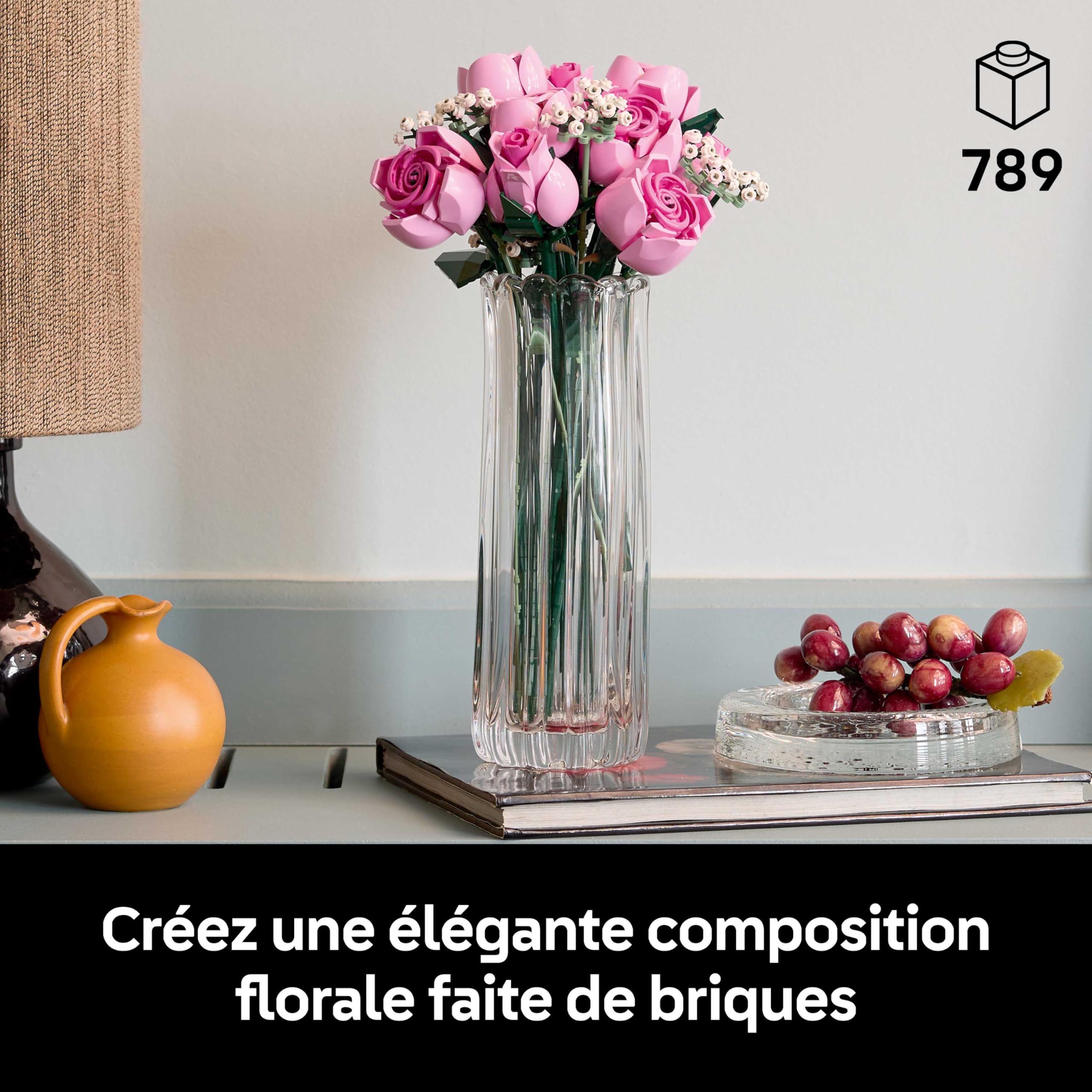 LEGO Botanicals Bouquet de Roses Roses - Set de Construction pour Adulte - 12 Fleurs Artificielles & 4 Brins de Gypsophile pour Décoration Intérieure - Idée de Cadeau DIY pour Femme ou Homme 10374