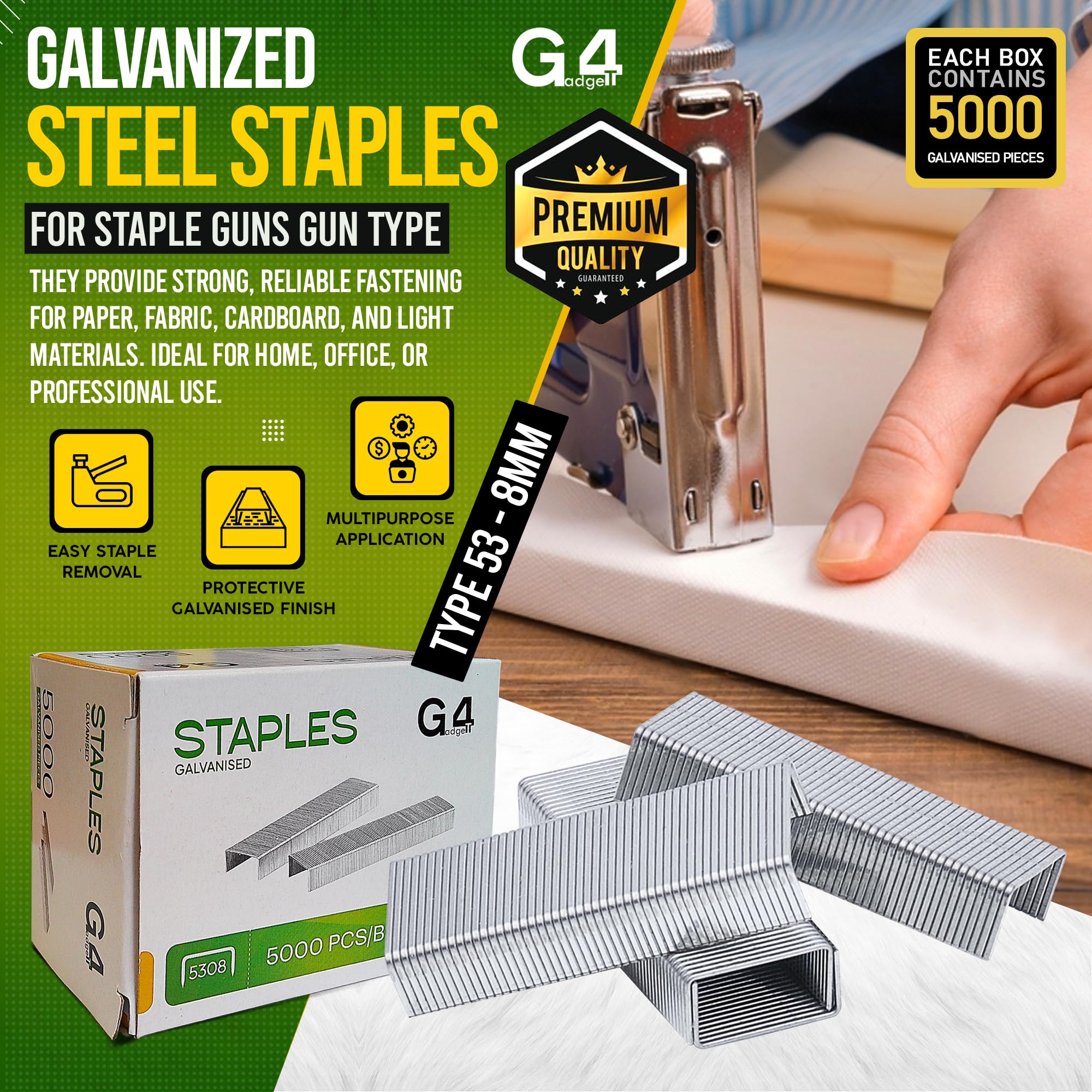 Image secondaire de G4GADGET Lot de 10 000 Agrafes 53/8 en Acier Durable pour Agrafeuses