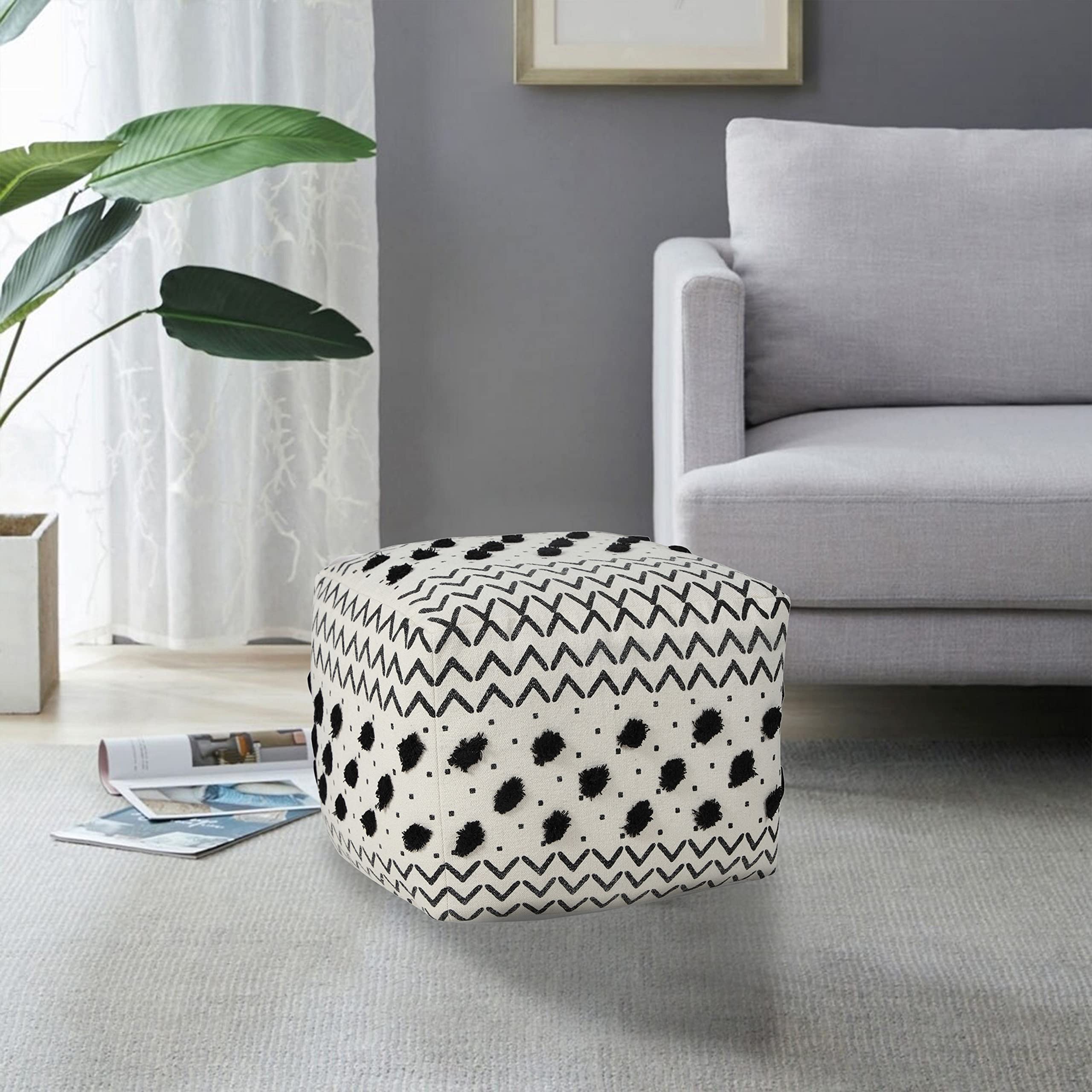 Trade AM Ox Bay White/Black Chevron Pouf