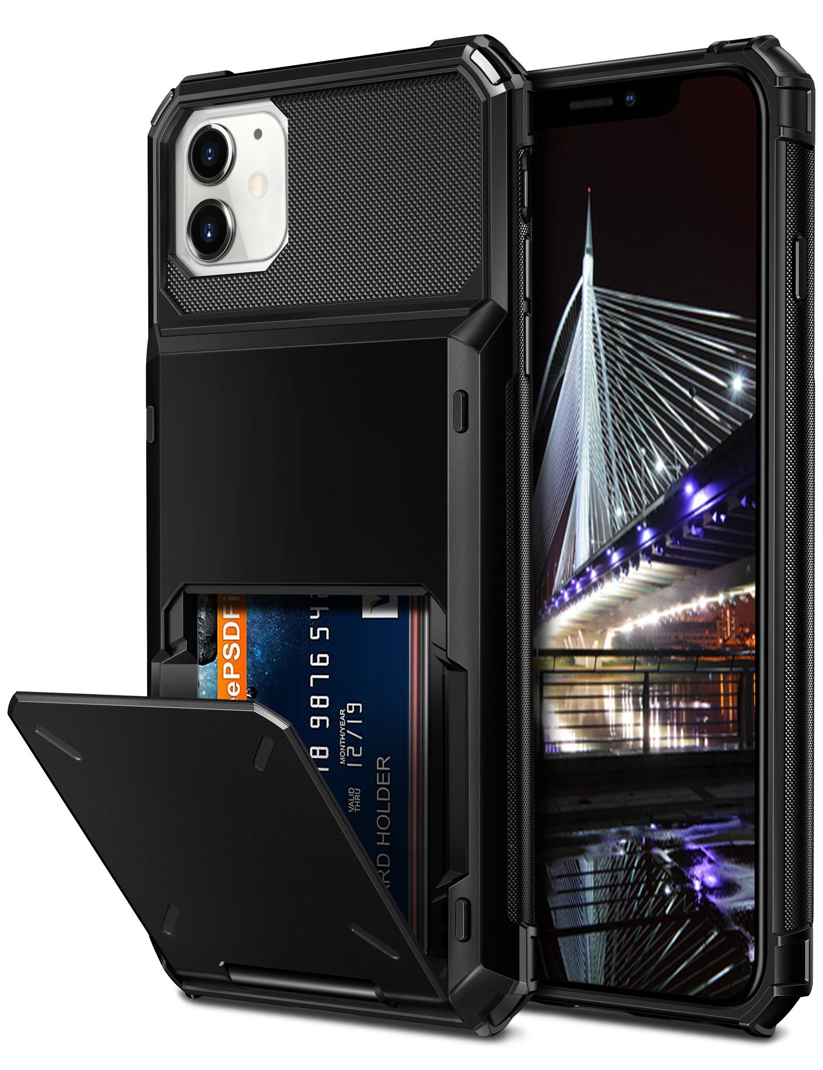 Vofolen Compatible with iPhone 12 Case 5G Wallet 4-Card Slot Credit Card Holder Flip Hidden Pocket Dual Layer Protective Back Cover Compatible with