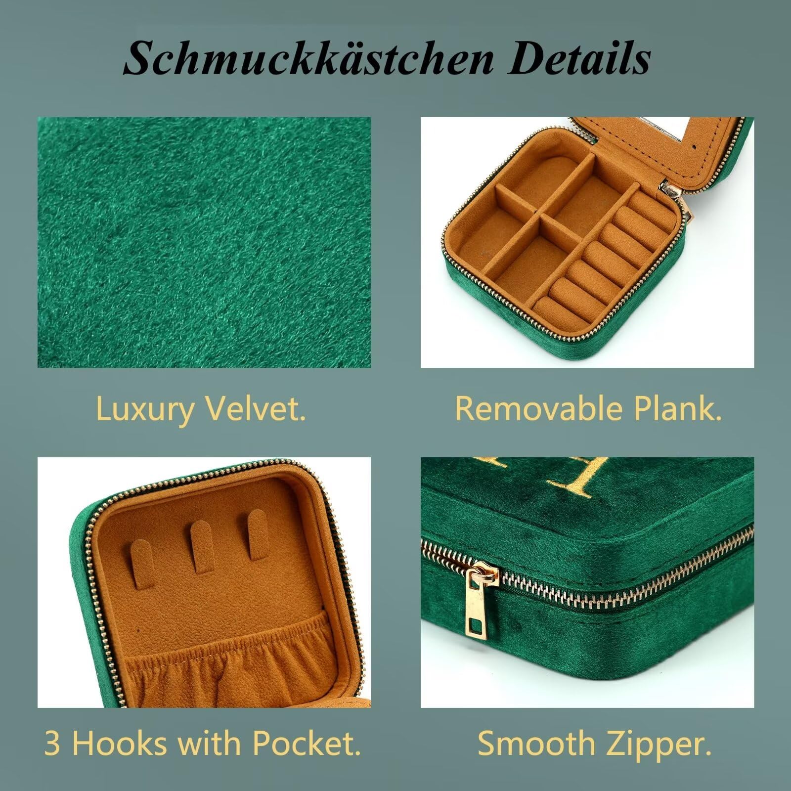 TINGN Initiale Schmuckschatulle mit H Reise Schmuckkästchen Kleine Personalisierte Schmuckkästchen für Damen Mädchen Geschenk für Geburtstage Weihnachten Muttertag Hochzeit