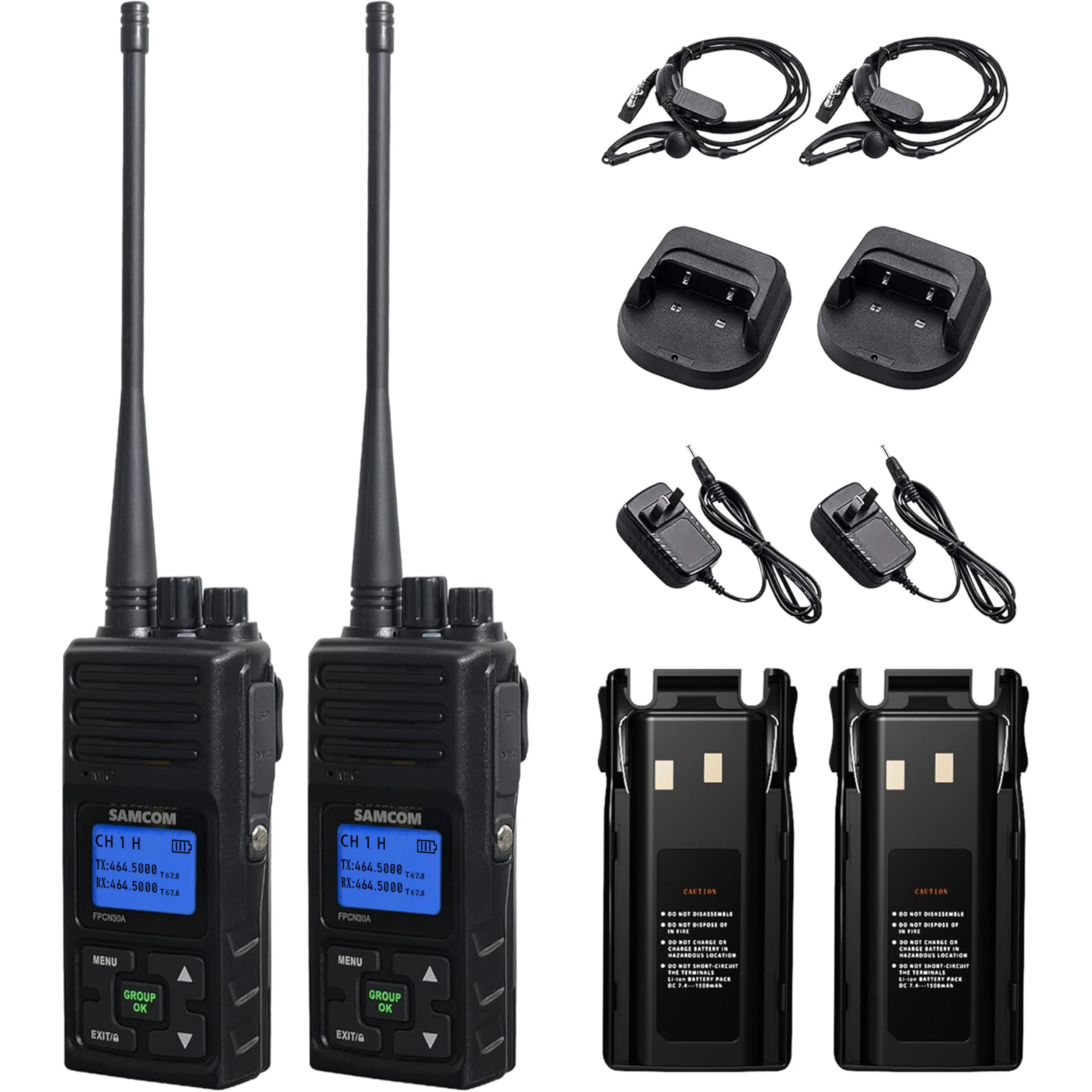 SAMCOM FPCN30A Long Range Walkie Talkies 5 Watt Radios for Adults, 2 Pack