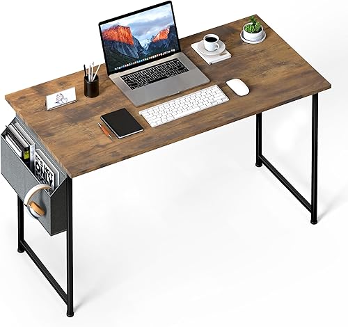 Miniatura 6 de HealSmart 324047 Escritorio pequeño de escritura en casa, mesa de PC de estilo simple moderno con bolsa de almacenamiento, 32 pulgadas, marrón32