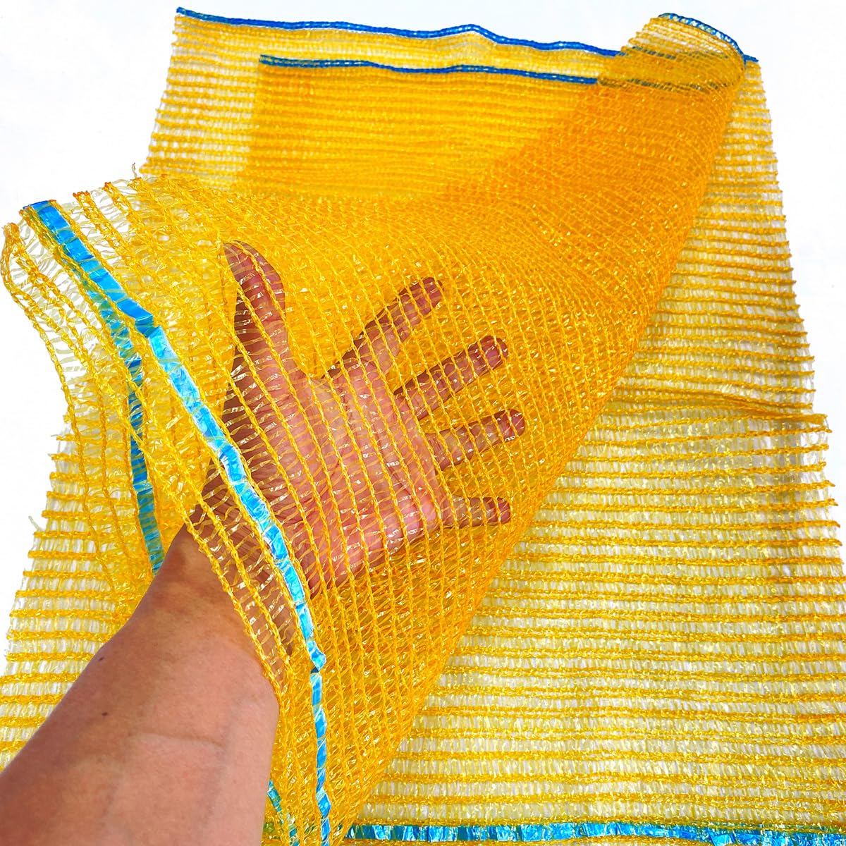 Bolsas de Red para Fruta Malla Raschel Amarillas - 40x50 cm - Saco Malla Para 10kg Patatas, Limones, Cebollas, Naranjas – Reutilizables, Gran Capacidad, Calidad Profesional