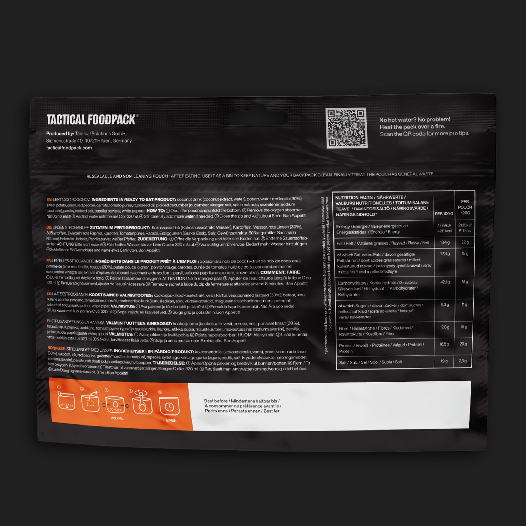 Tactical Foodpack 3er Set - 3 vegane Gefriergetrocknete Mahlzeit für Camping, Survival Outdoor Nahrung. Tracking oder Notfallrucksack – Fertiggerichte wie hausgemacht zum Verzehr bereit