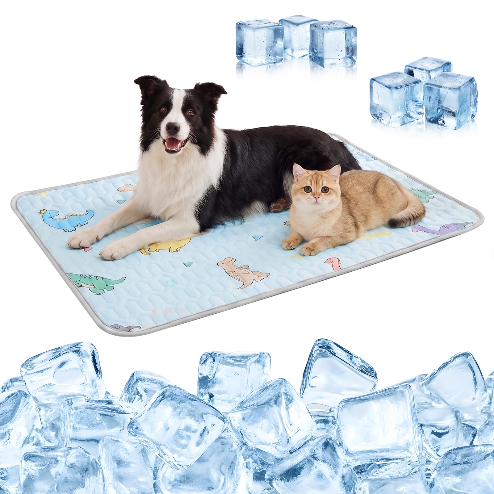 Guttiuaa Cooling Mat for Dogs, 50 x 70cm Washable Self Cool Pad for Dog Cats in Summer Indoors Outdoors Use