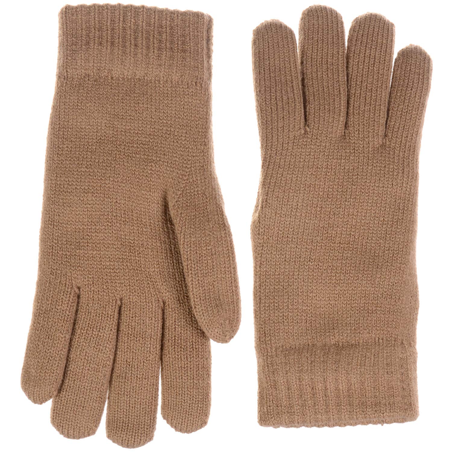 BSB Winter Women's Toasty Warm Plush Fleece Lined Knit Gloves (Camel)
