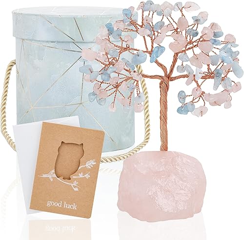 ZenBless 7 piedras de cristales curativos de chakras, árbol de la vida, árbol de dinero de Feng Shui, pequeño árbol bonsái falso de cristal zen