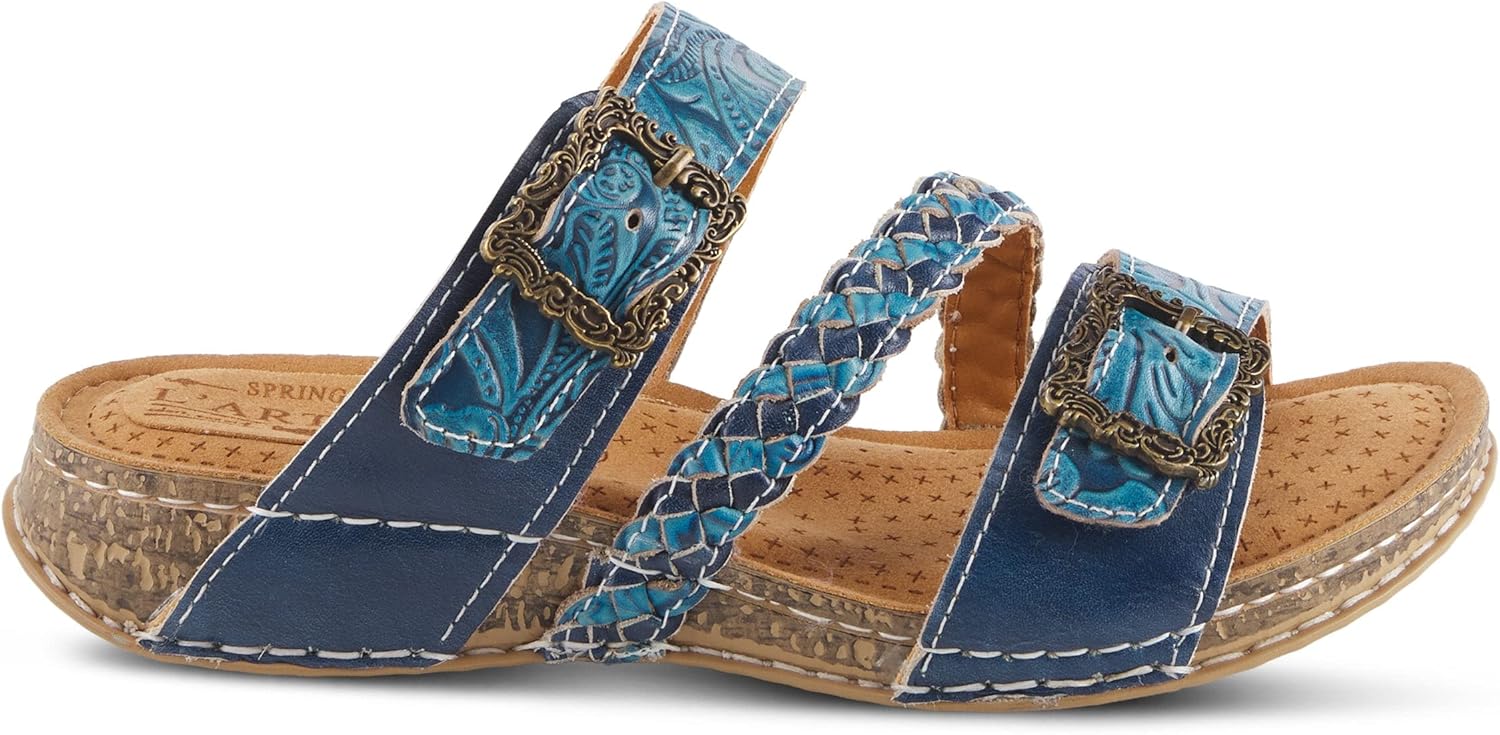 Spring Step L’Artiste Astra Women’s Hand Painted Leather Cushioned Insole Sandals - Adjustable Hook and Loop Closure, Cork Sole, Slip-On Open Toe Comfort Sandal - Image 9