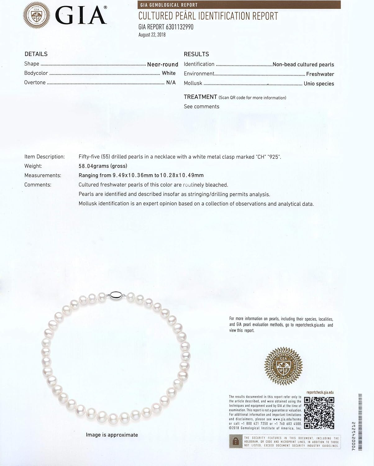 Large White Round 10-10.5mm Freshwater Cultured Pearl Single Strand Necklace for Women 18 Inch