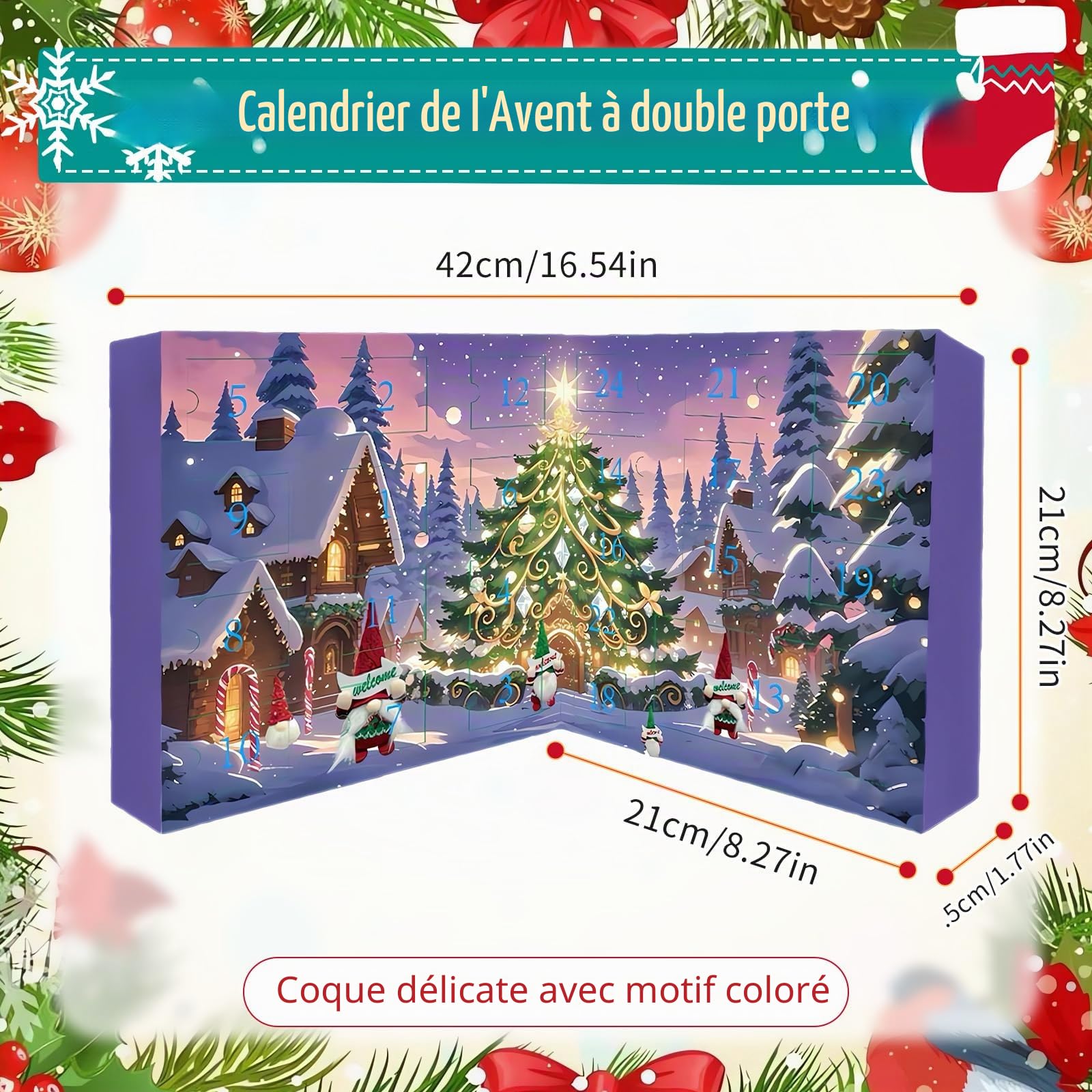 Calendrier de l'Avent 24 pièces 2025, calendrier de l'Avent Christmas Vacation, calendrier de Noël décoratif 24 jours compte à rebours pour adultes (A)