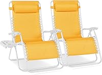 Vista 52 de Best Choice Products - Juego de 2 sillas reclinables y ajustables de malla y acero, sillas con sensación gravedad cero con cojines y bandejas Negro