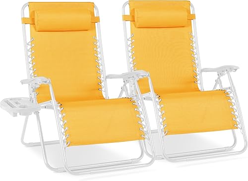 Miniatura 52 de Best Choice Products - Juego de 2 sillas reclinables y ajustables de malla y acero, sillas con sensación gravedad cero con cojines y bandejas Negro