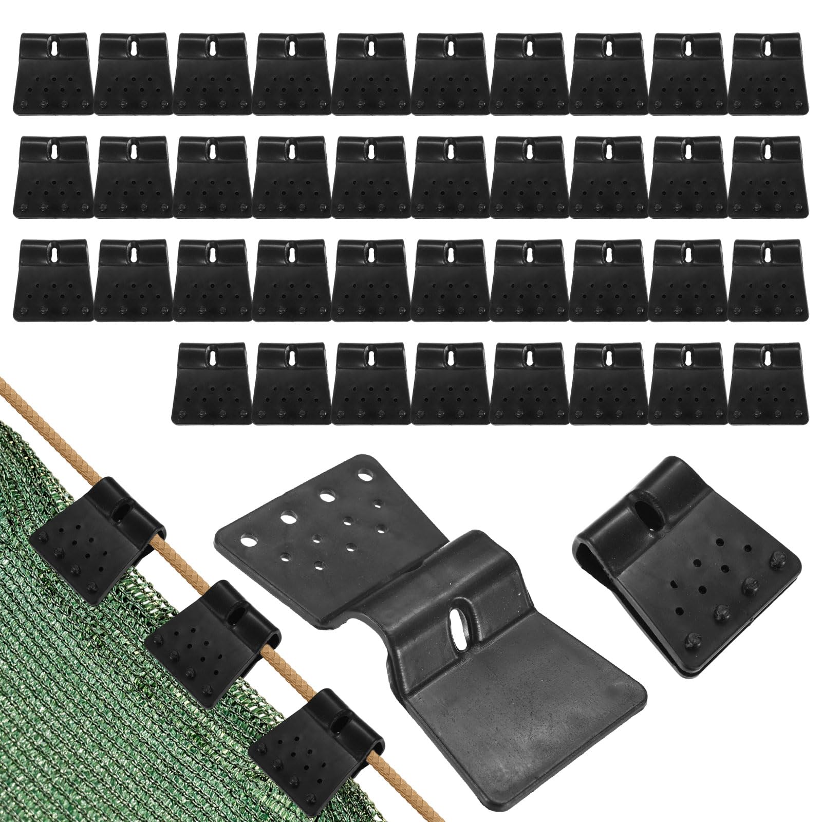 M METERXITY 40-Pack Shade Cloth Clips, Plastic Square Heavy Duty Lock Grip Sun Shade Net Clamps Windproof for Garden/Patio/Awning Mesh Fabric Clamp, Sunscreen Grip Fixing [Black]