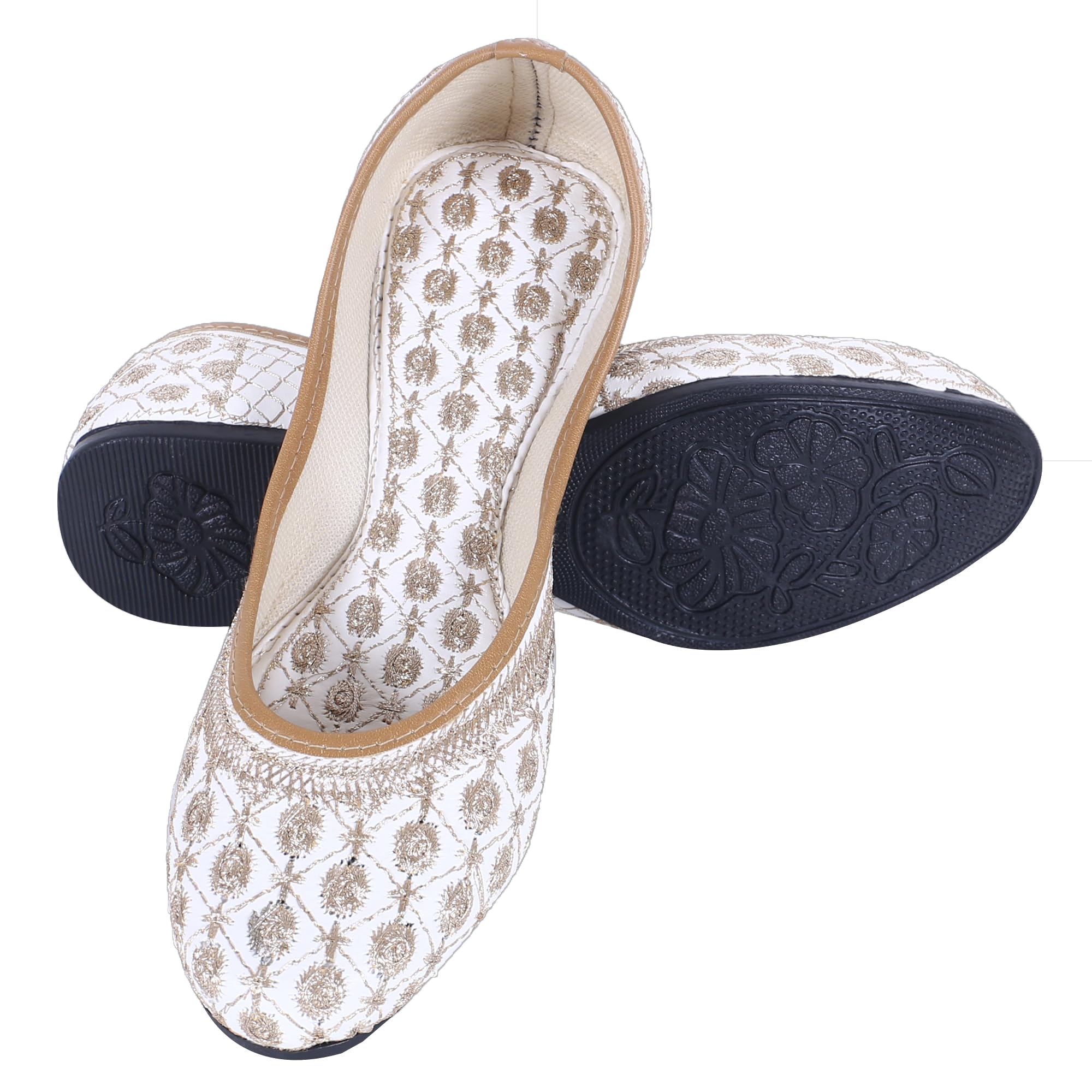 indiestride Woman Comfortable Cushioned Ethnic Embroidered Rajasthani Punjabi Style Mojari Jutti Juti for Women Fancy Bellies Shoe-picture-17