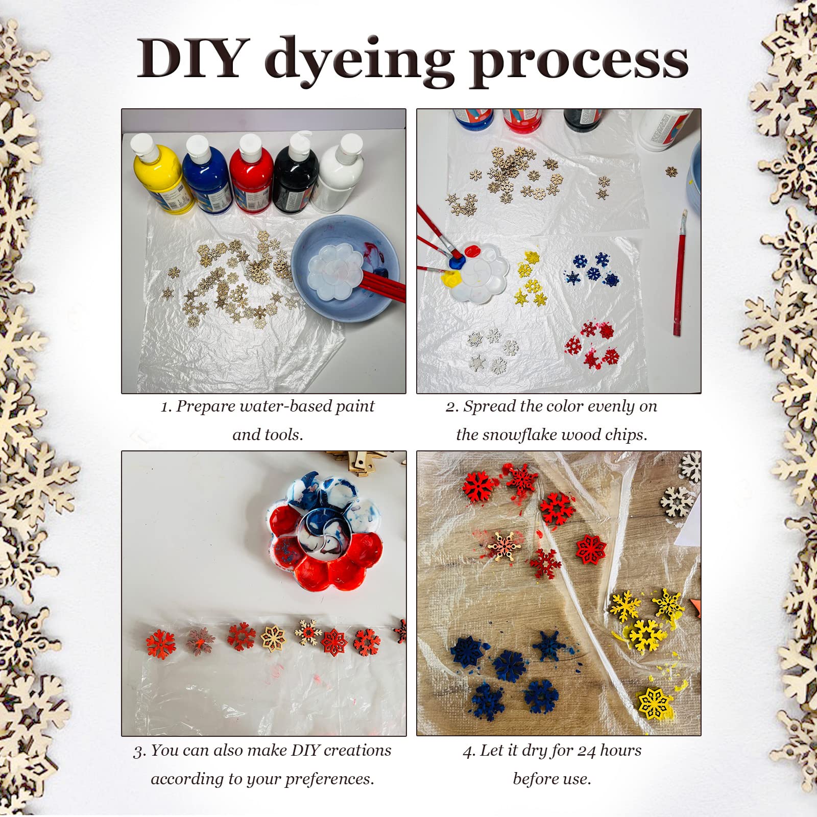 Xlwen Lot De 200 Flocons En Bois Ornements Forme DIY Mini Flocon Neige Flocons De Neige En Bois De Noël Ornement Il Peut être Utilisé Pour La Décoration De La Maison De